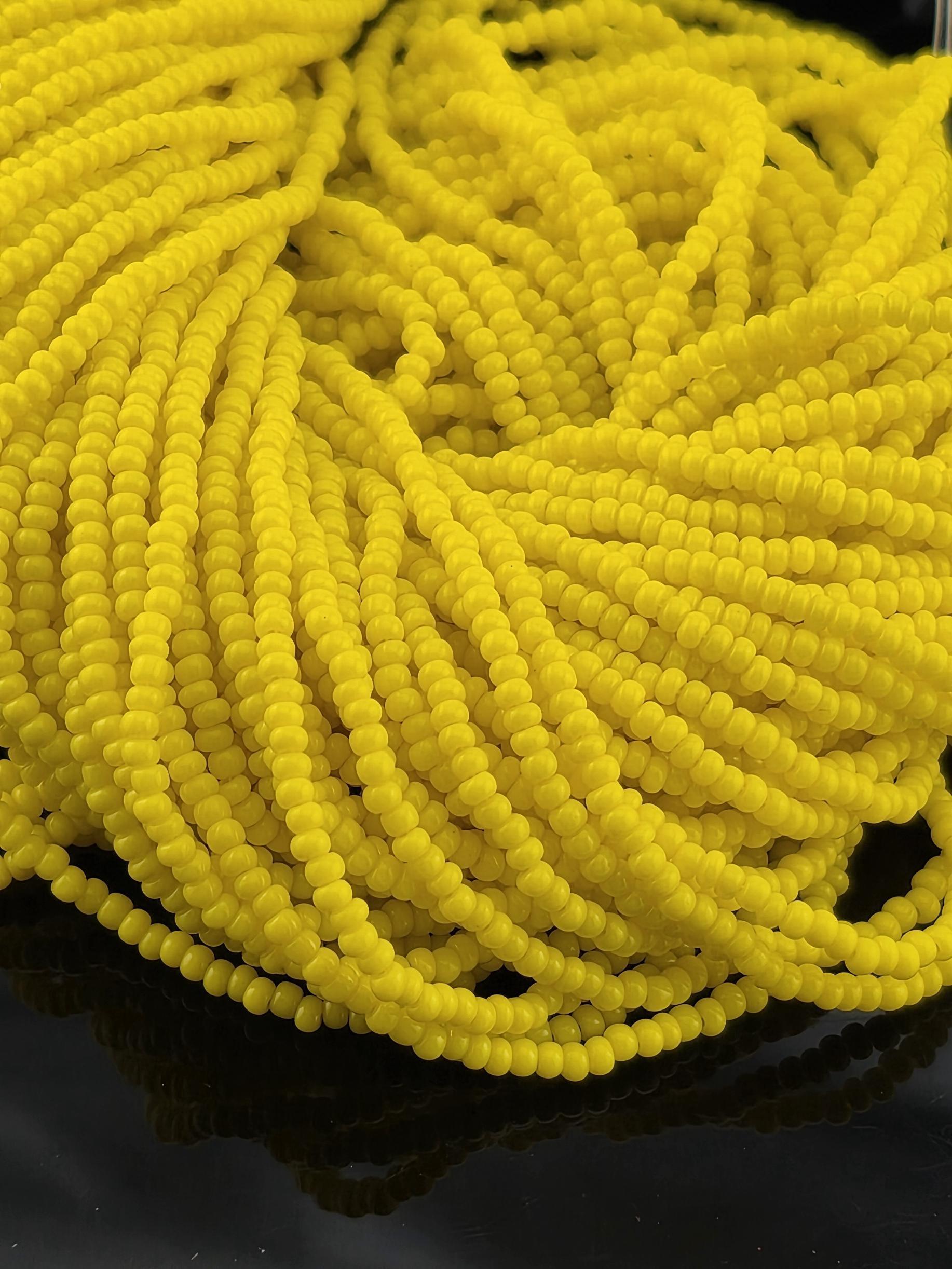 Opaque Yellow | Size 11 | Half-Hank (12" 6-String) | Preciosa-Ornela Glass Seed Beads | Czech Seed Beads | Bead Weaving Embroidery Supply