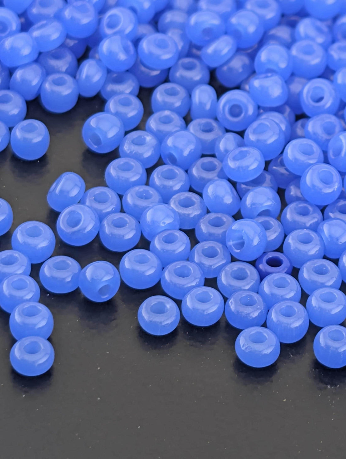 Translucent Blue Opal | Size 8 | Half-Hank (12" 6-String) | Preciosa-Ornela Glass Seed Beads