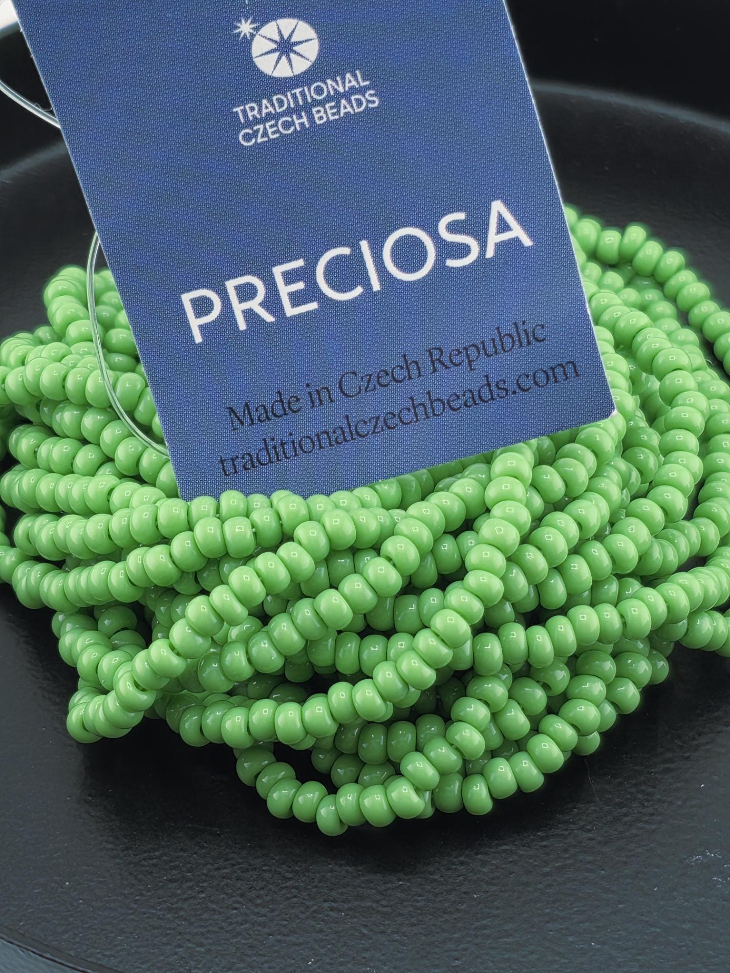 Translucent Light Green Opal | Size 8 | Half-Hank (12" 6-String) | Preciosa-Ornela Glass Seed Beads