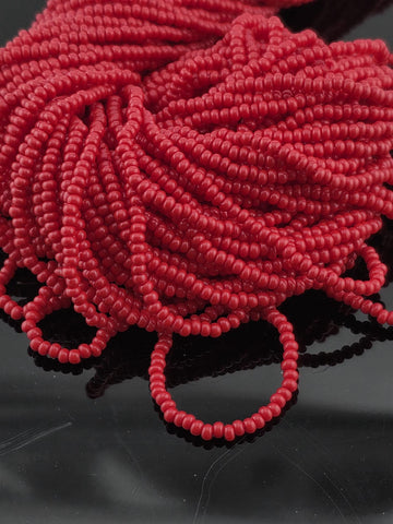 Opaque Red | Size 11 | Half-Hank (12" 6-String) | Preciosa-Ornela Glass Seed Beads