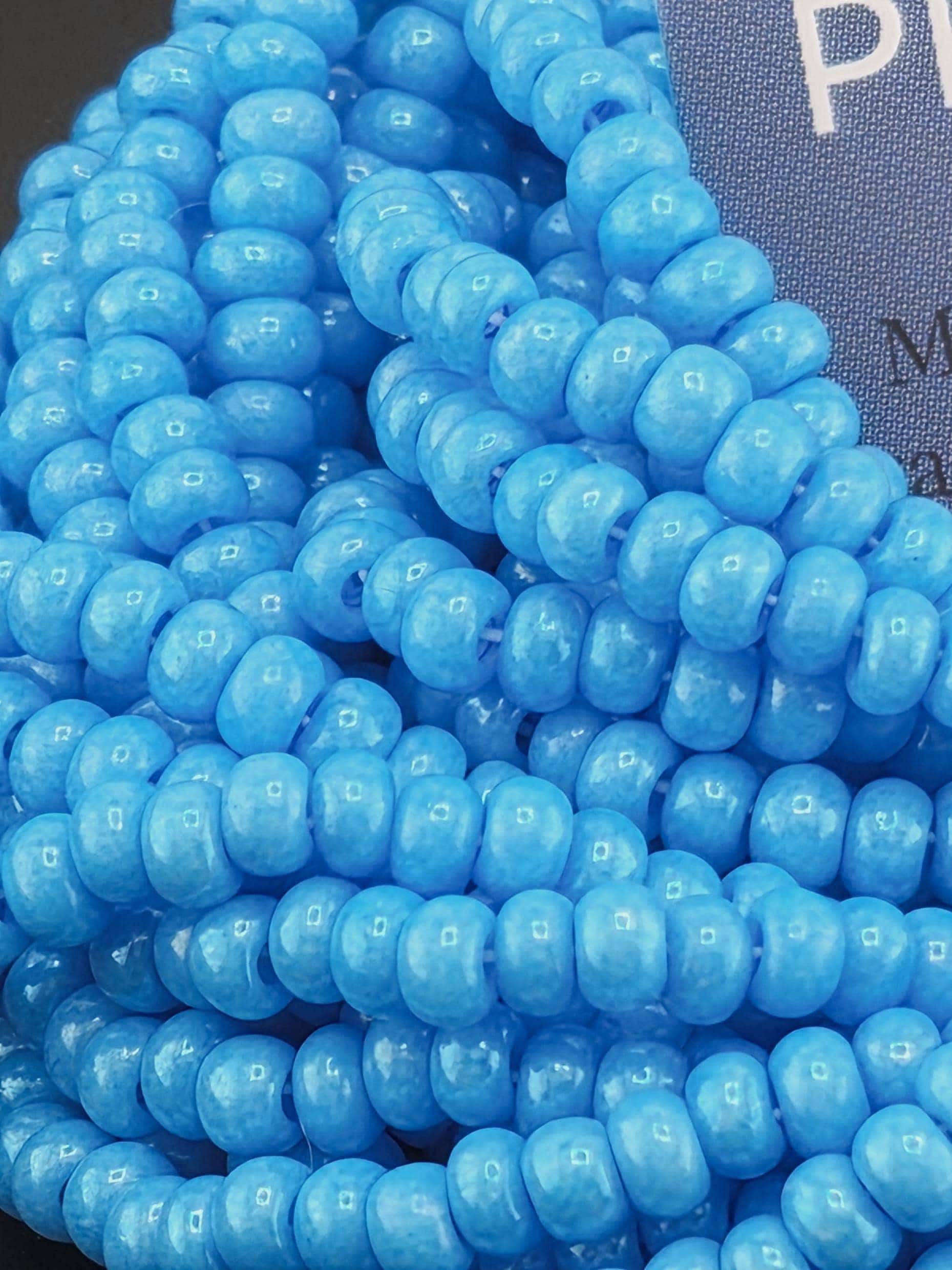 Opaque Terra Intensive Dyed Blue | Size 8 | Half-Hank (12" 6-String) | Preciosa-Ornela Glass Seed Beads | Czech Seed Beads