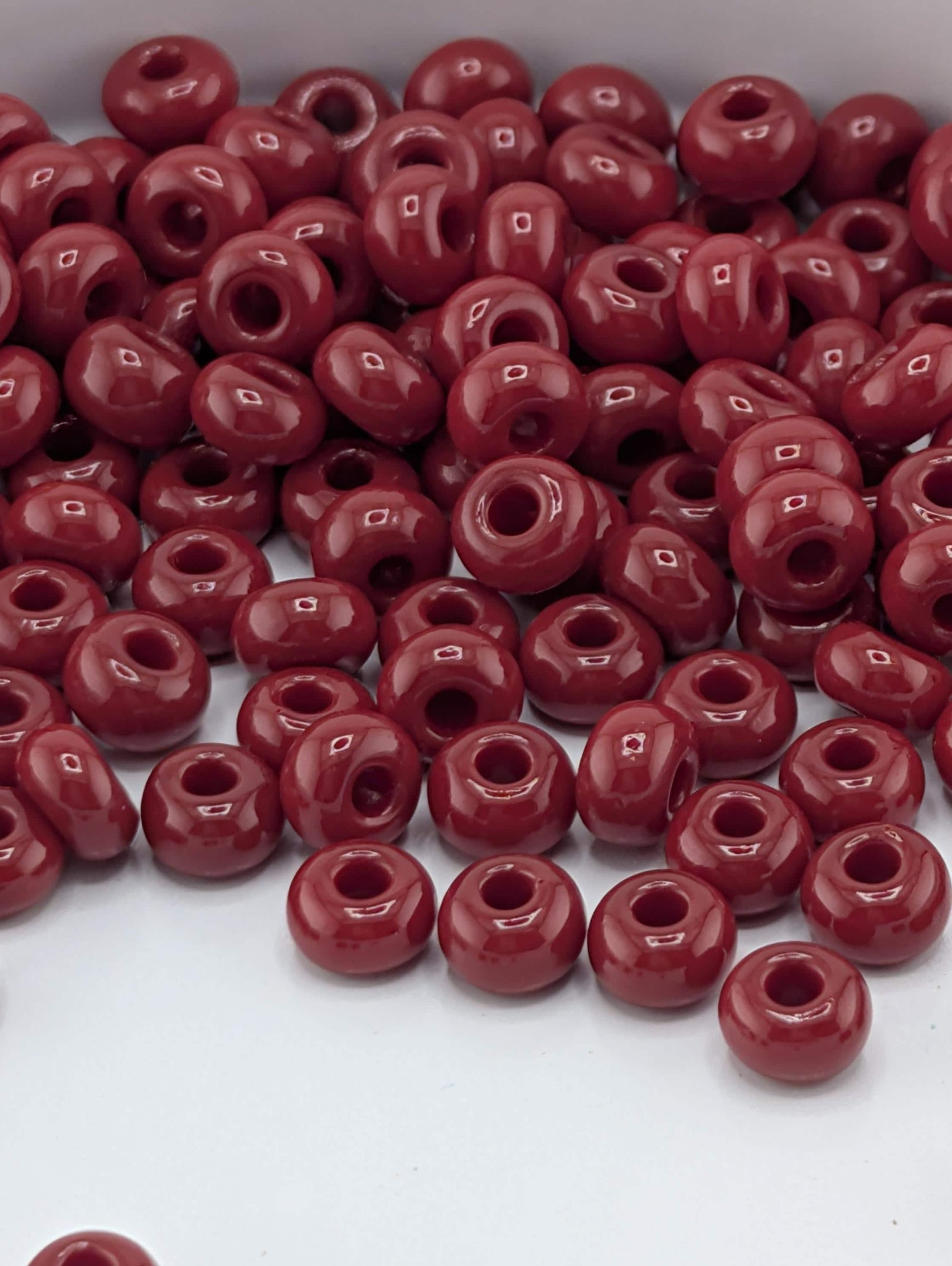 Opaque Dark Red Wine Color | Size 6 | 20g Tube | Preciosa-Ornela Glass Seed Beads