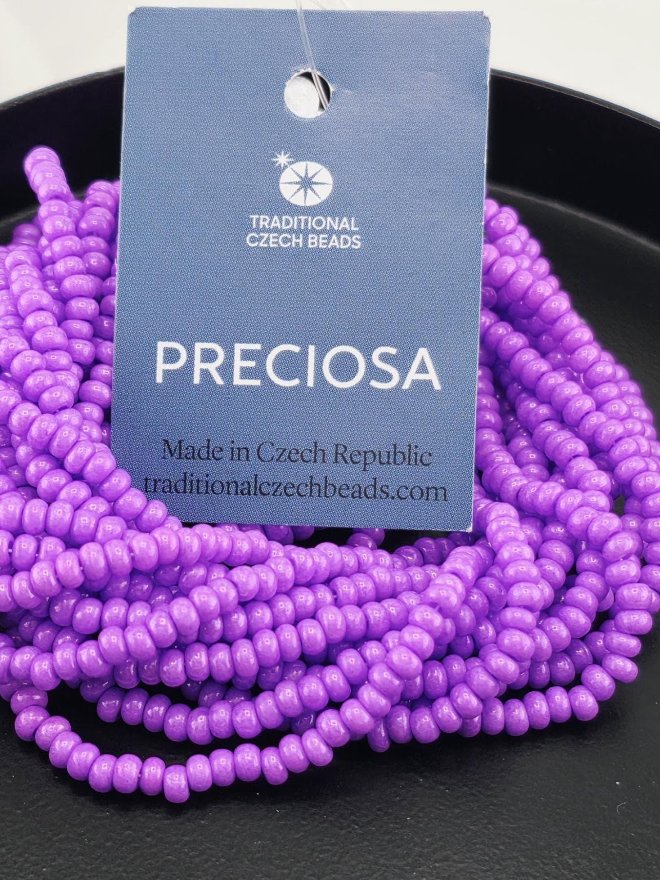 Opaque Dyed Violet | Size 8 | Half-Hank (12" 6-String) | Preciosa-Ornela Glass Seed Beads