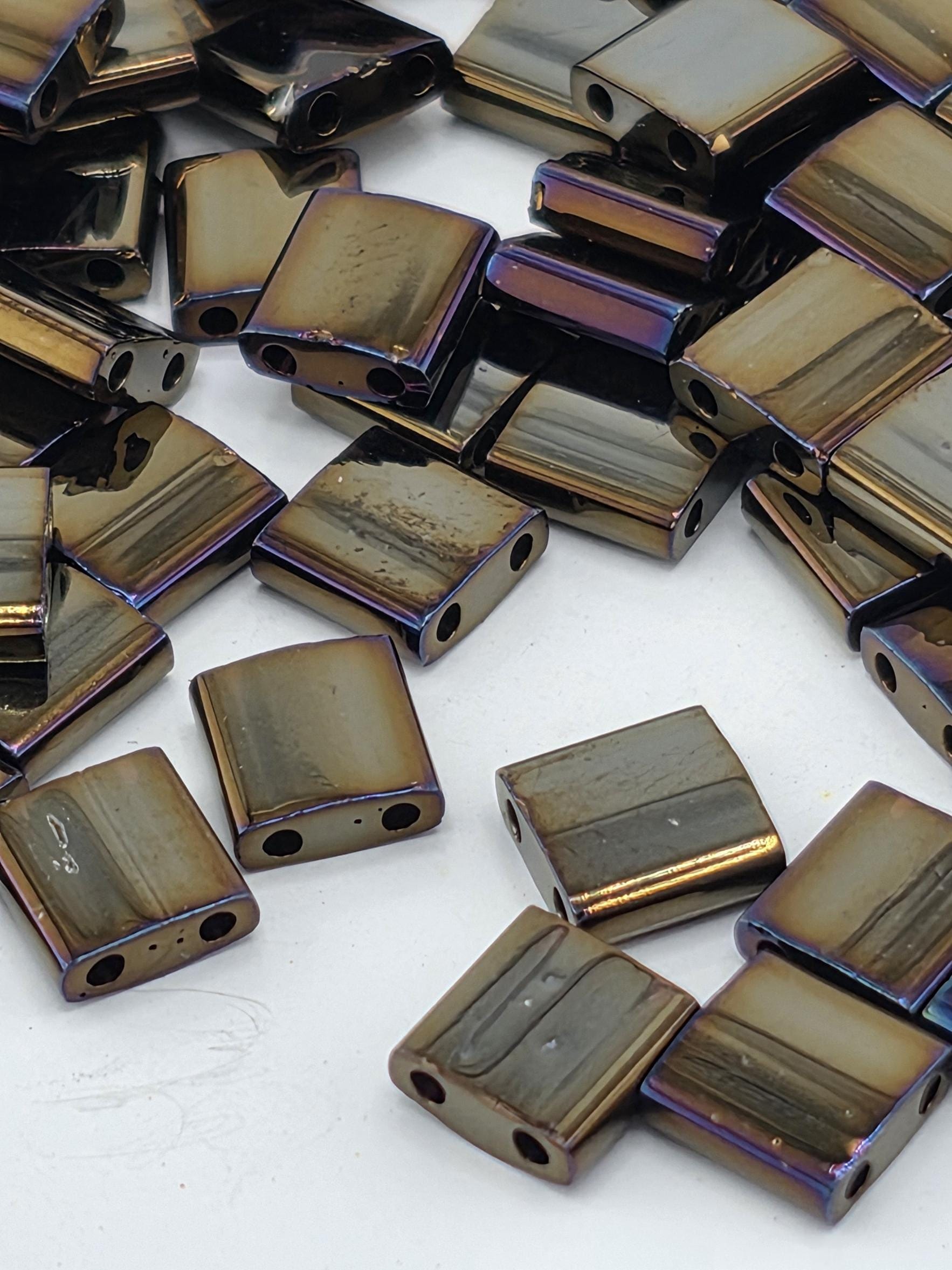 TL0458 Miyuki Tila Beads: Dark Olive Metallic Rainbow, 7.5g