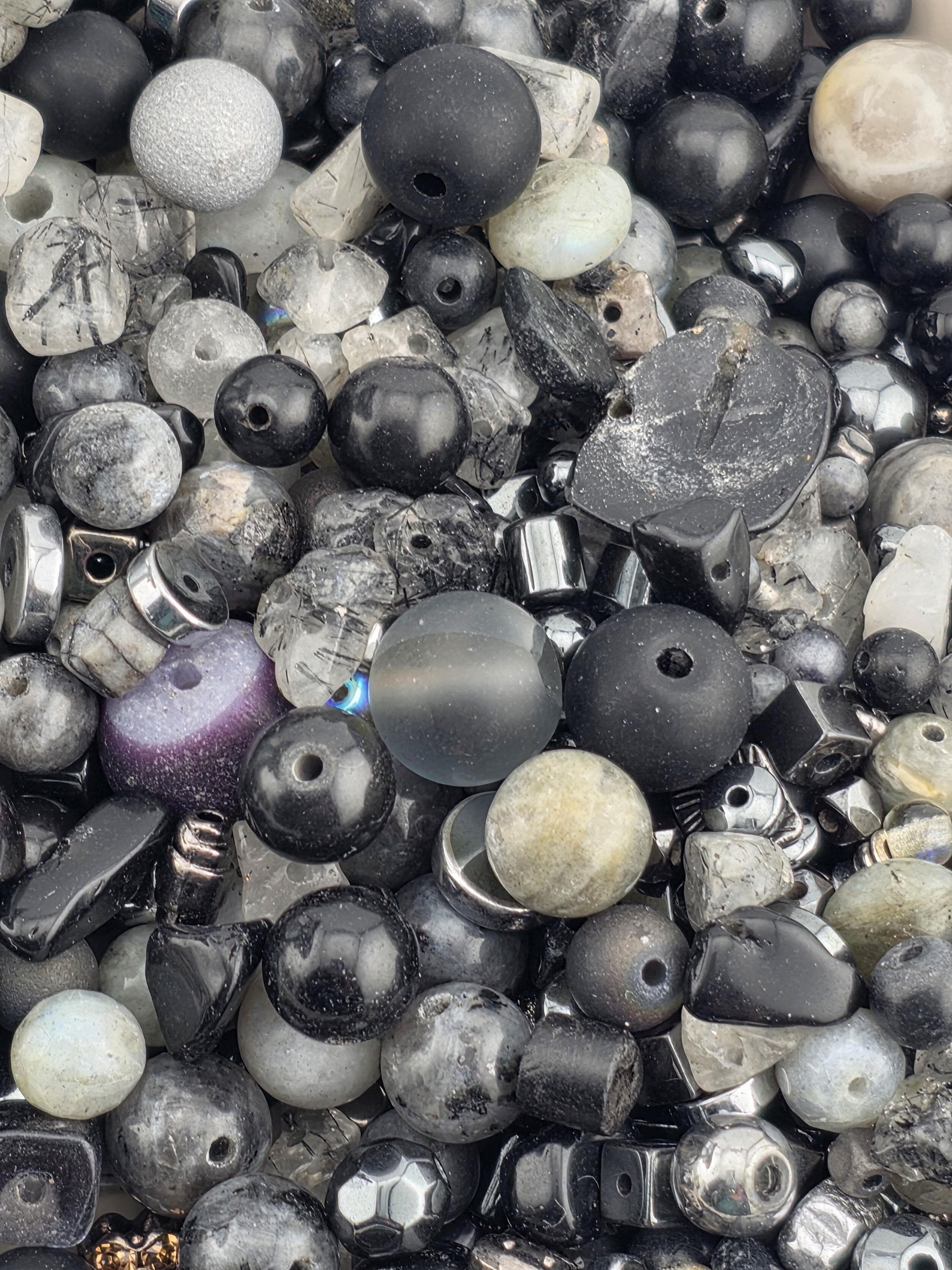 Thunder Stone Artisan Gemstone Bead Mix, Moss Agate & Tourmaline (56g Assorted Stones) | Jewelry Making Bracelet Supply