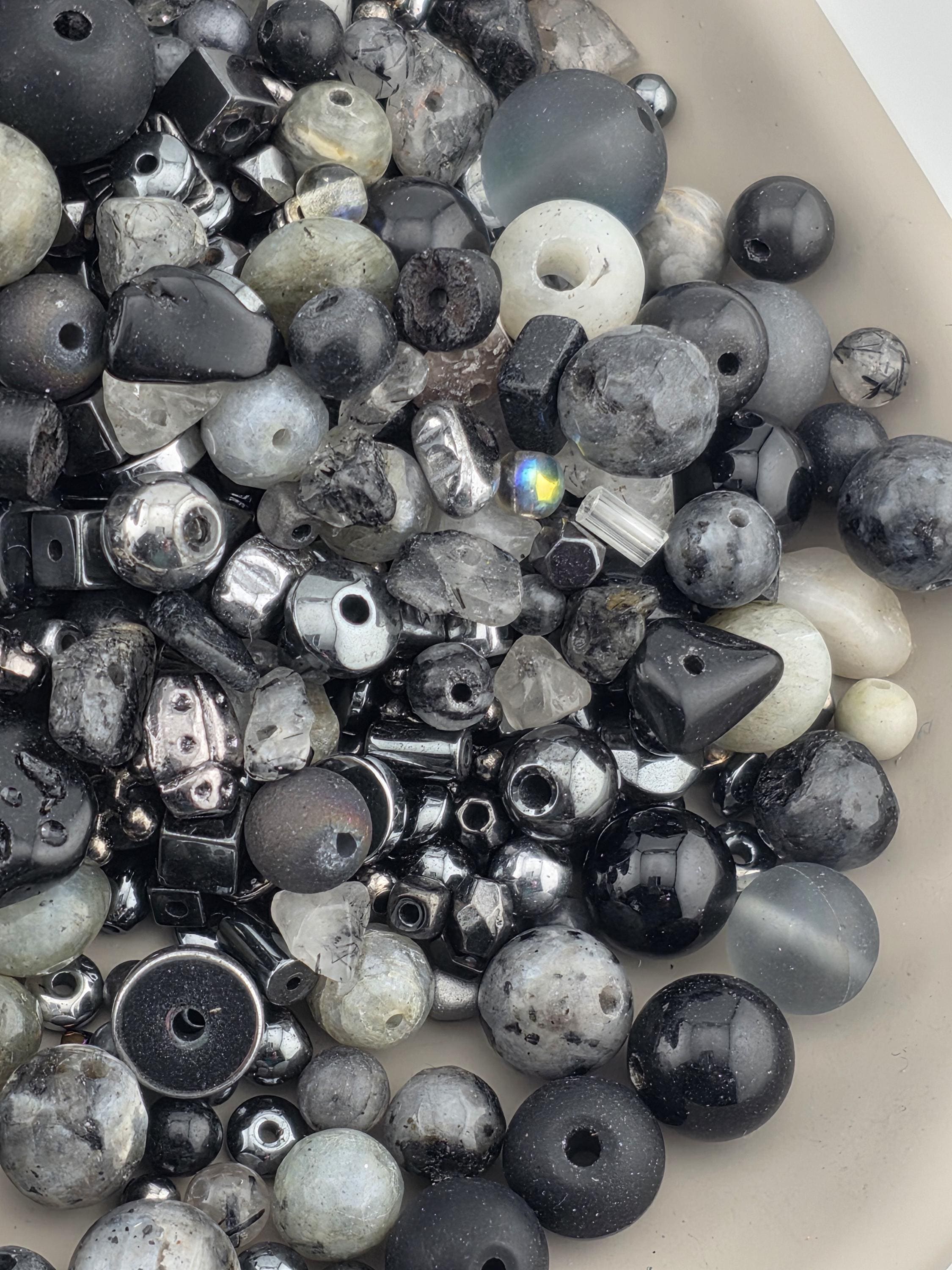 Thunder Stone Artisan Gemstone Bead Mix, Moss Agate & Tourmaline (56g Assorted Stones) | Jewelry Making Bracelet Supply