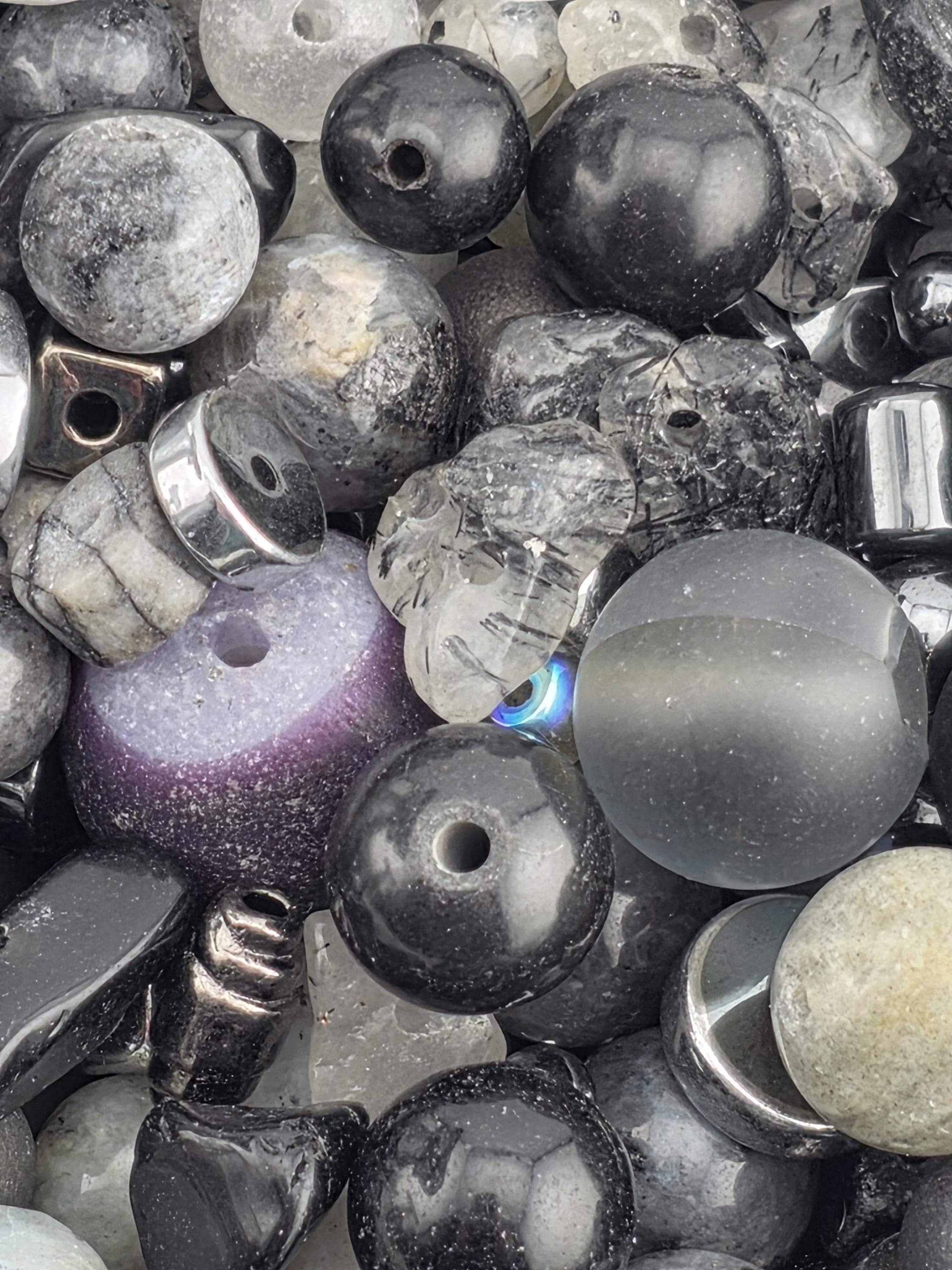 Thunder Stone Artisan Gemstone Bead Mix, Moss Agate & Tourmaline (56g Assorted Stones) | Jewelry Making Bracelet Supply