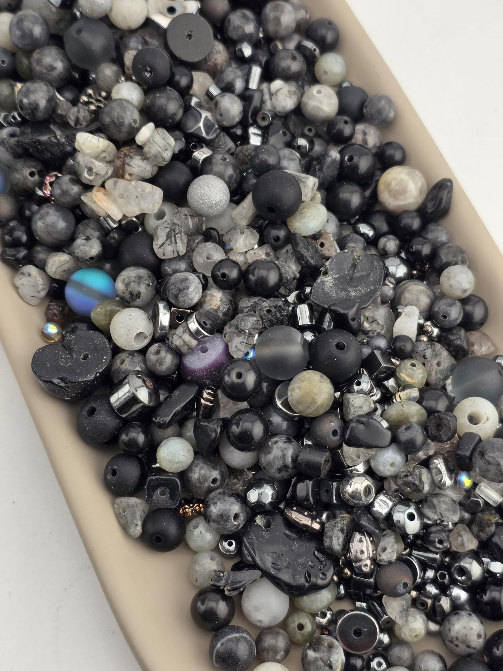 Thunder Stone Artisan Gemstone Bead Mix, Moss Agate & Tourmaline (56g Assorted Stones) | Jewelry Making Bracelet Supply