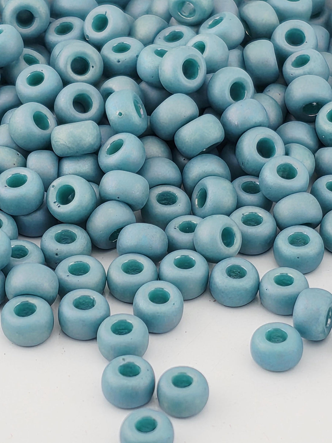 Miyuki Rocaille Beads: Surf Opaque Matte Glazed Rainbow, Size 6/0