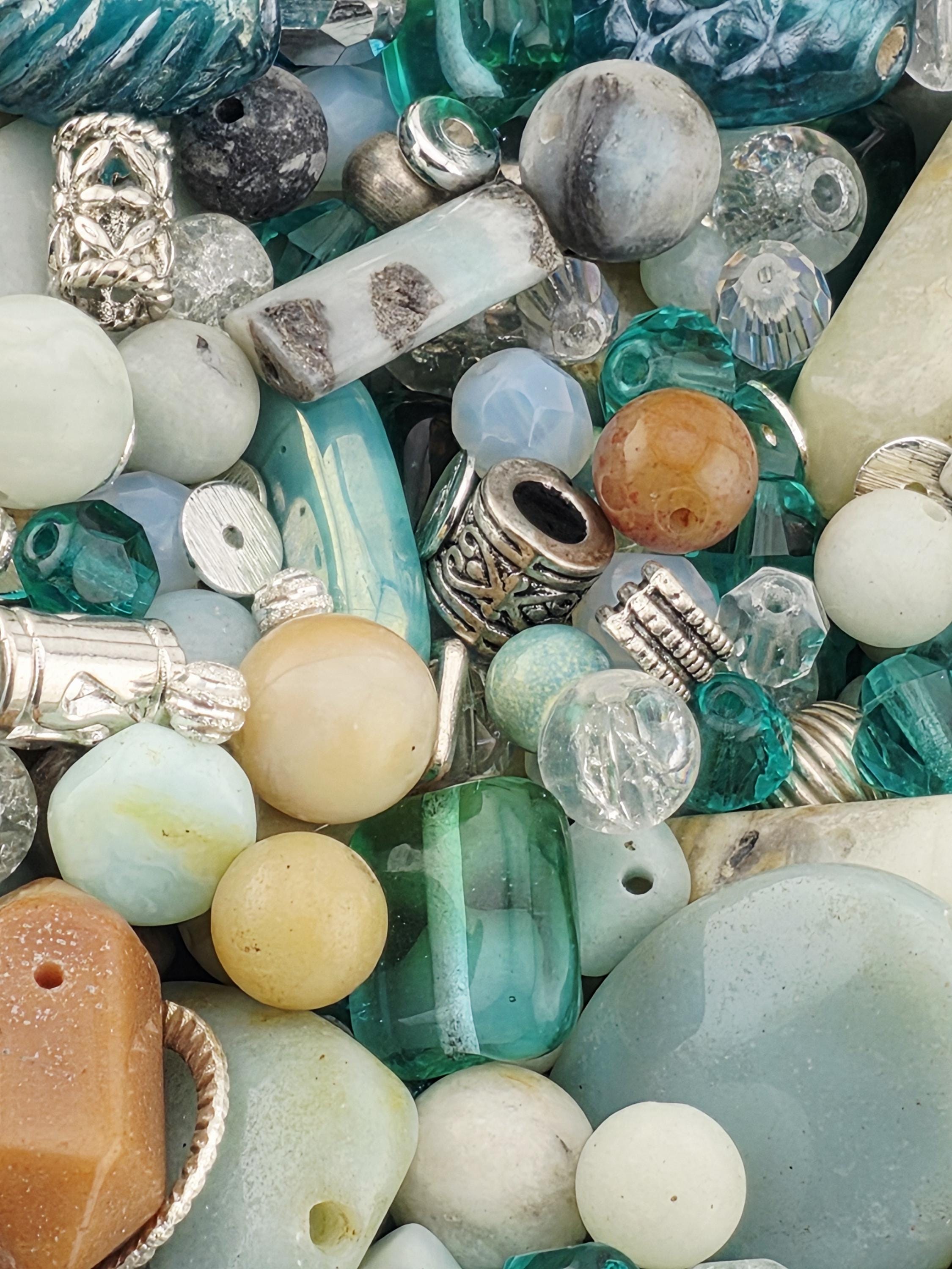 Sterling Seafoam Amazonite Beads, Silver Links (2 Ounce Mix) | Jewelry Making Bracelet Supply | Learise Curated Mix