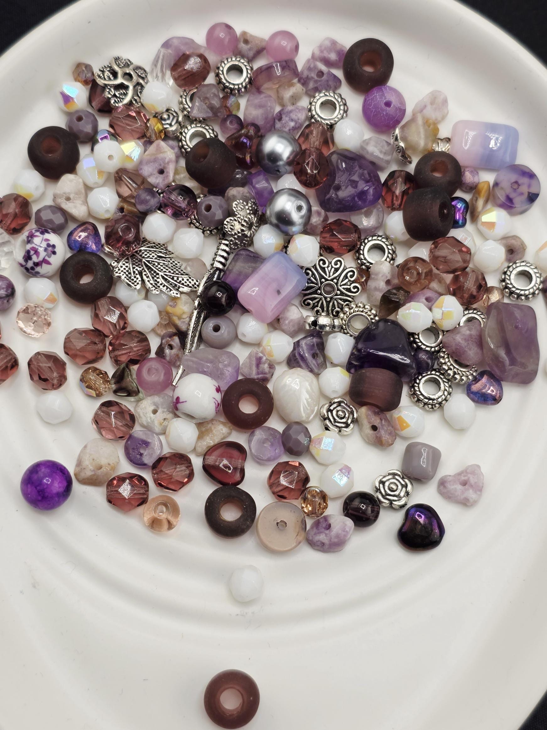 Gemstone Bead Mix: Purple Lavender Shades - Amethyst & Glass | Jewelry Making Bracelet Supply | Learise Curated Mix