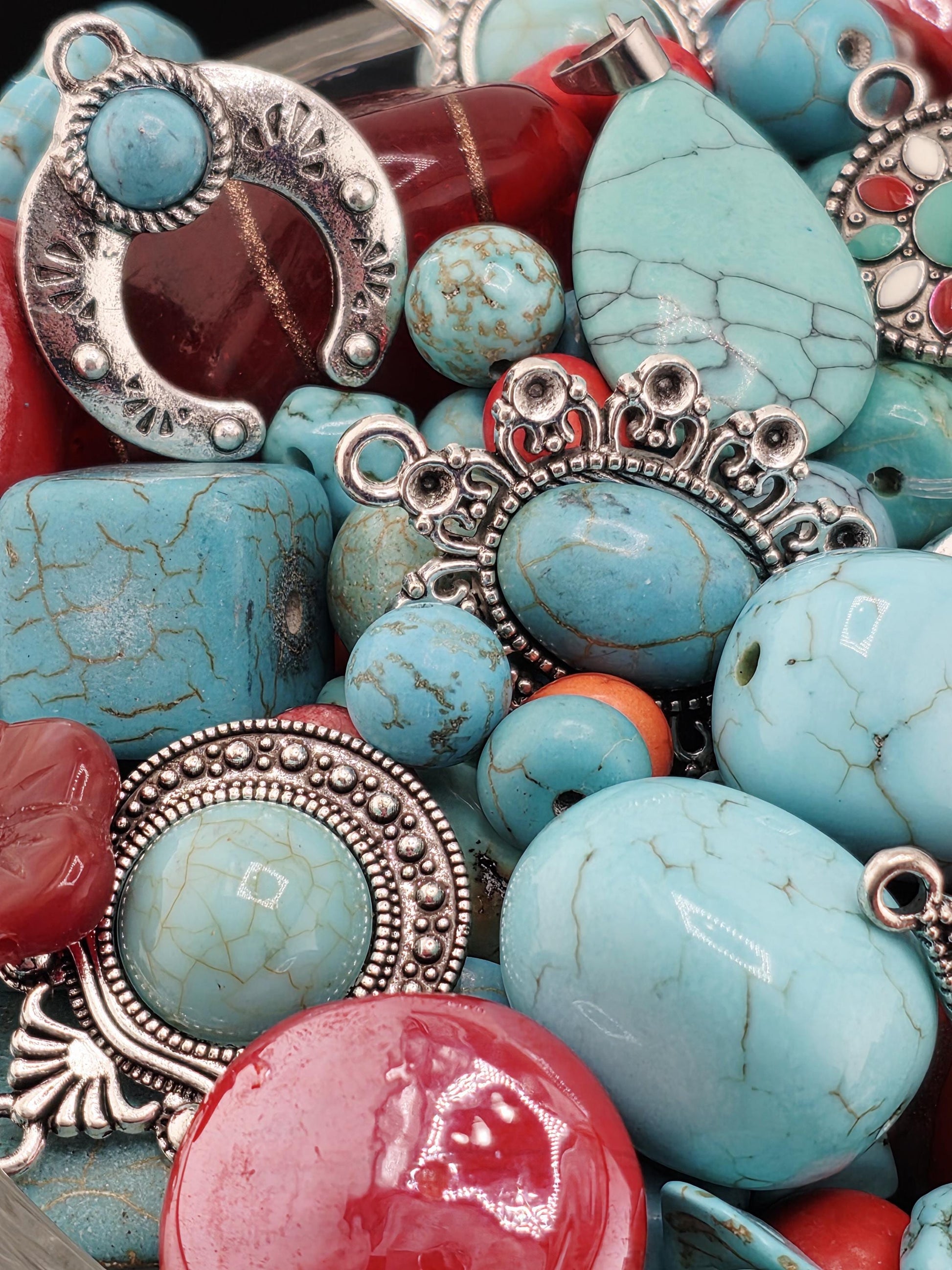 Santa Fe Sky Howlite Beads, Textured Gemstones (2oz Craft Lot) | Jewelry Making Bracelet Supply | Learise Curated Mix