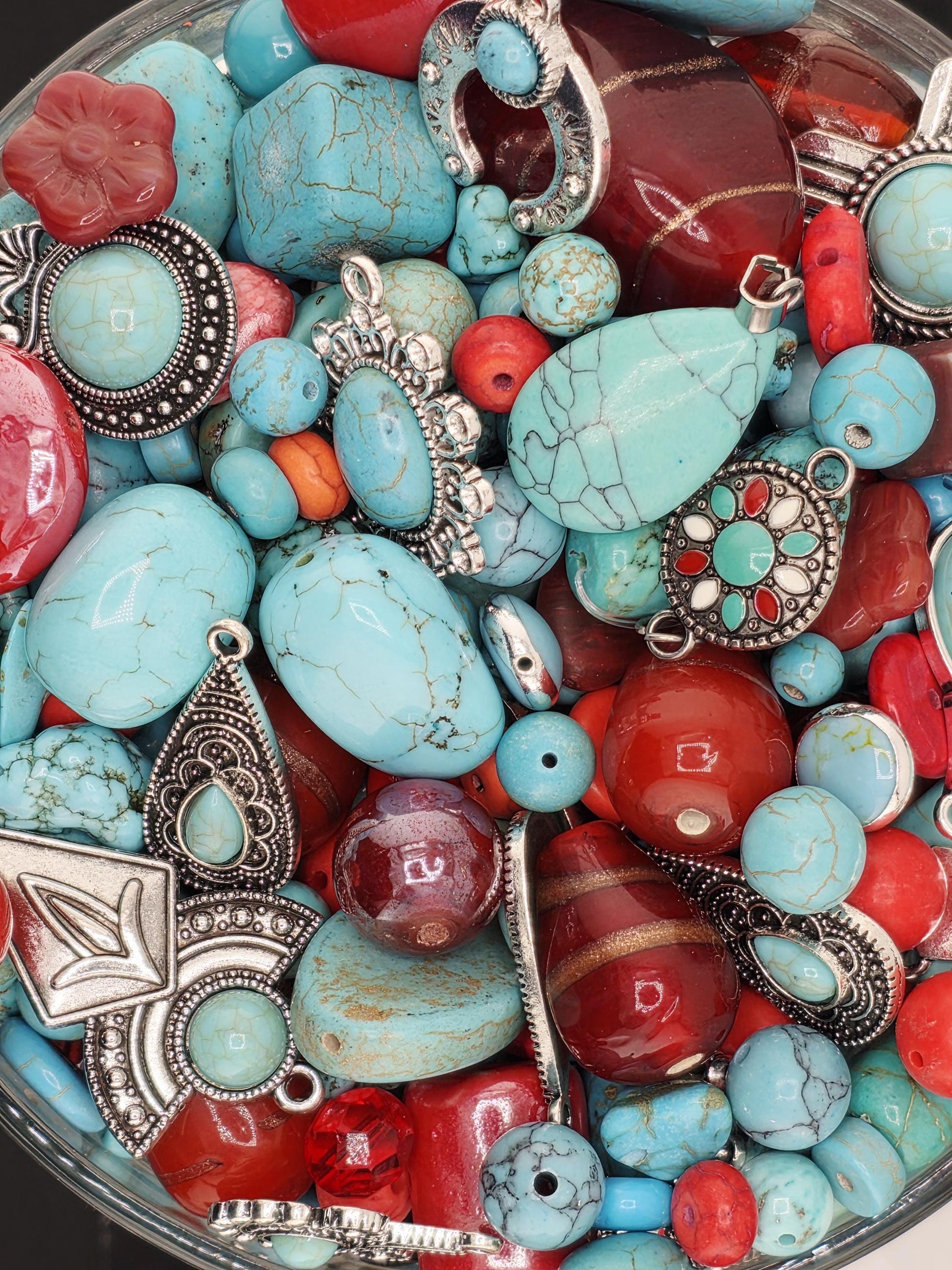 Santa Fe Sky Howlite Beads, Textured Gemstones (2oz Craft Lot) | Jewelry Making Bracelet Supply | Learise Curated Mix