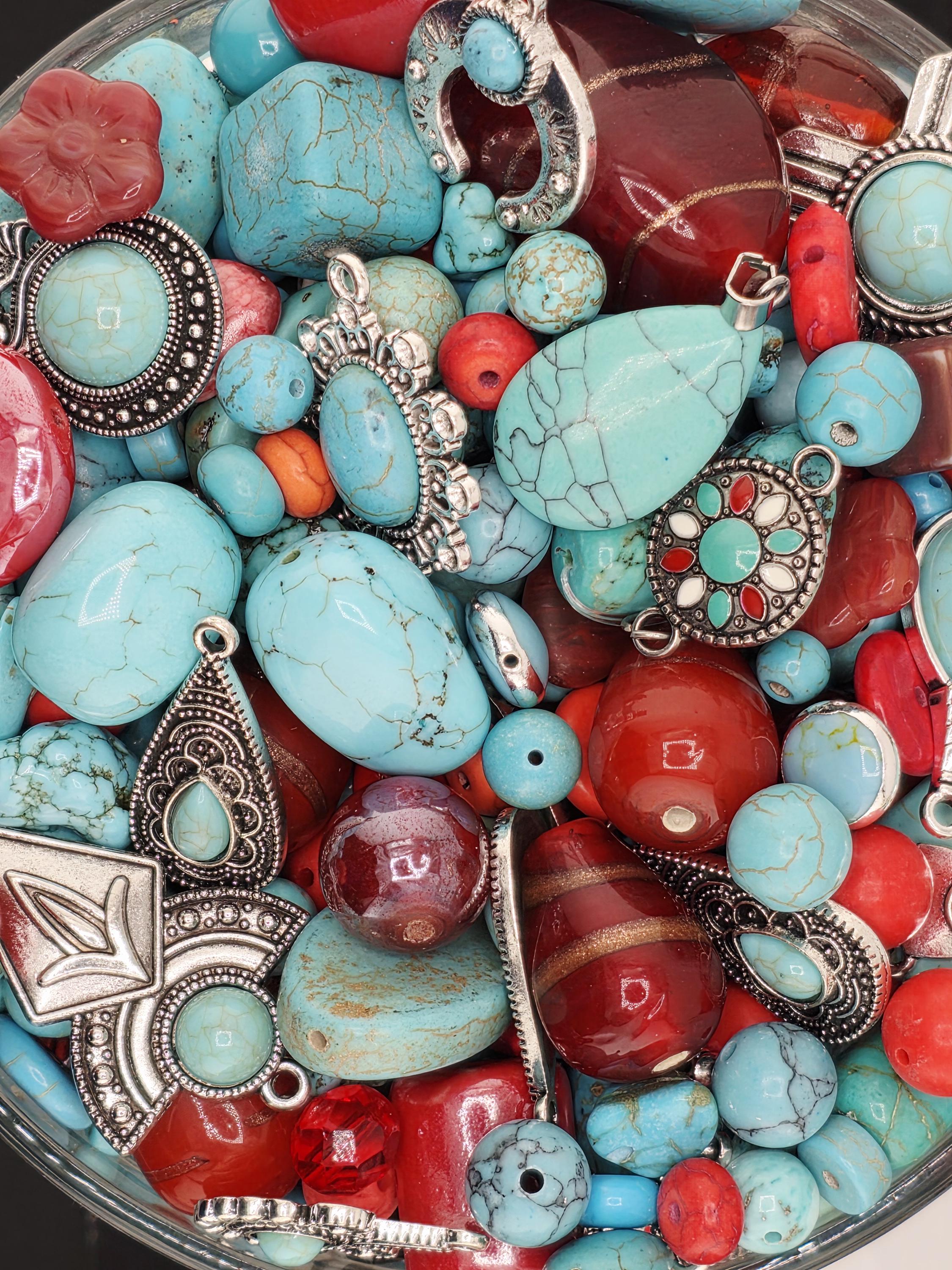 Santa Fe Sky Howlite Beads, Textured Gemstones (2oz Craft Lot) | Jewelry Making Bracelet Supply | Learise Curated Mix