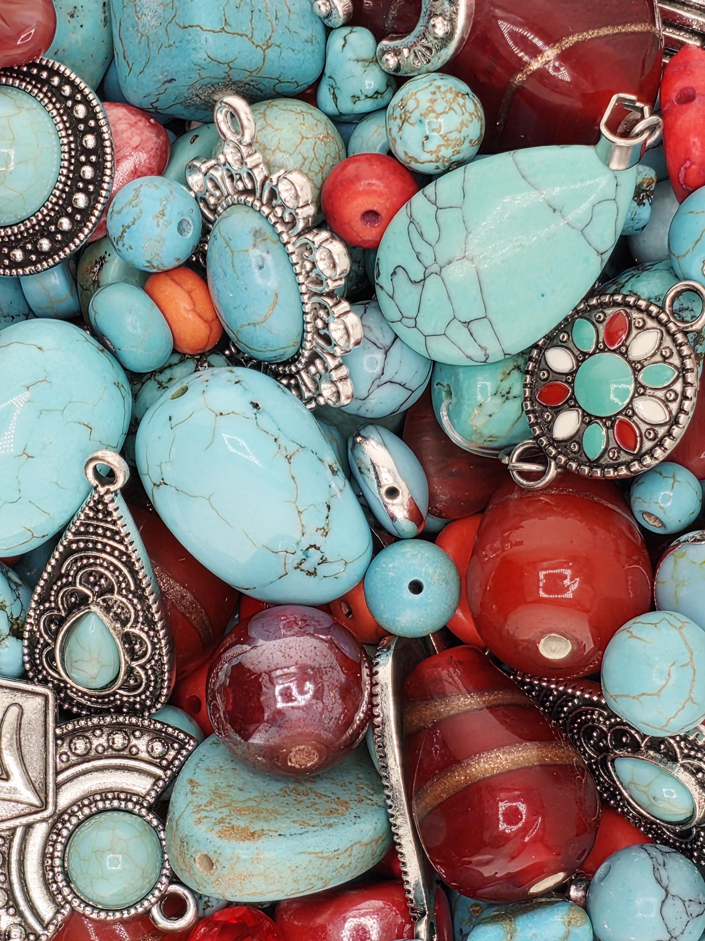 Santa Fe Sky Howlite Beads, Textured Gemstones (2oz Craft Lot) | Jewelry Making Bracelet Supply | Learise Curated Mix