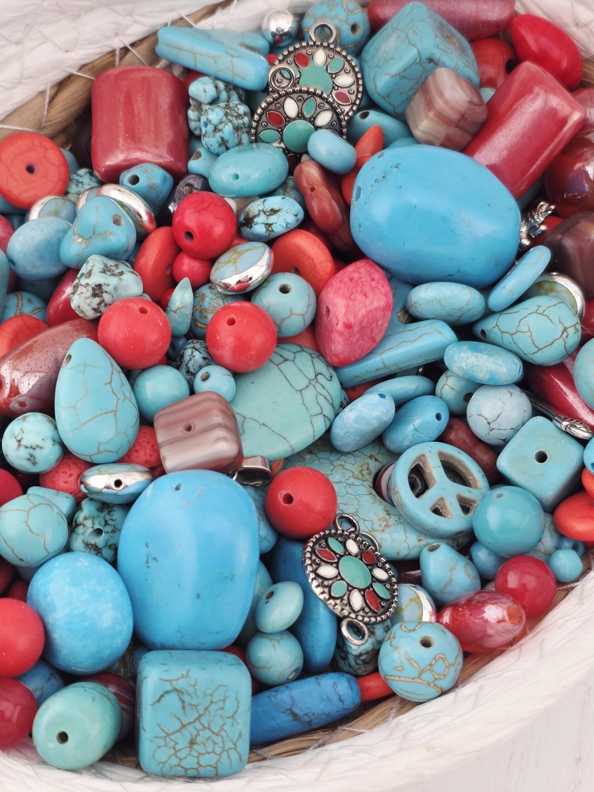 Santa Fe Sky Howlite Beads, Textured Gemstones (2oz Craft Lot) | Jewelry Making Bracelet Supply | Learise Curated Mix