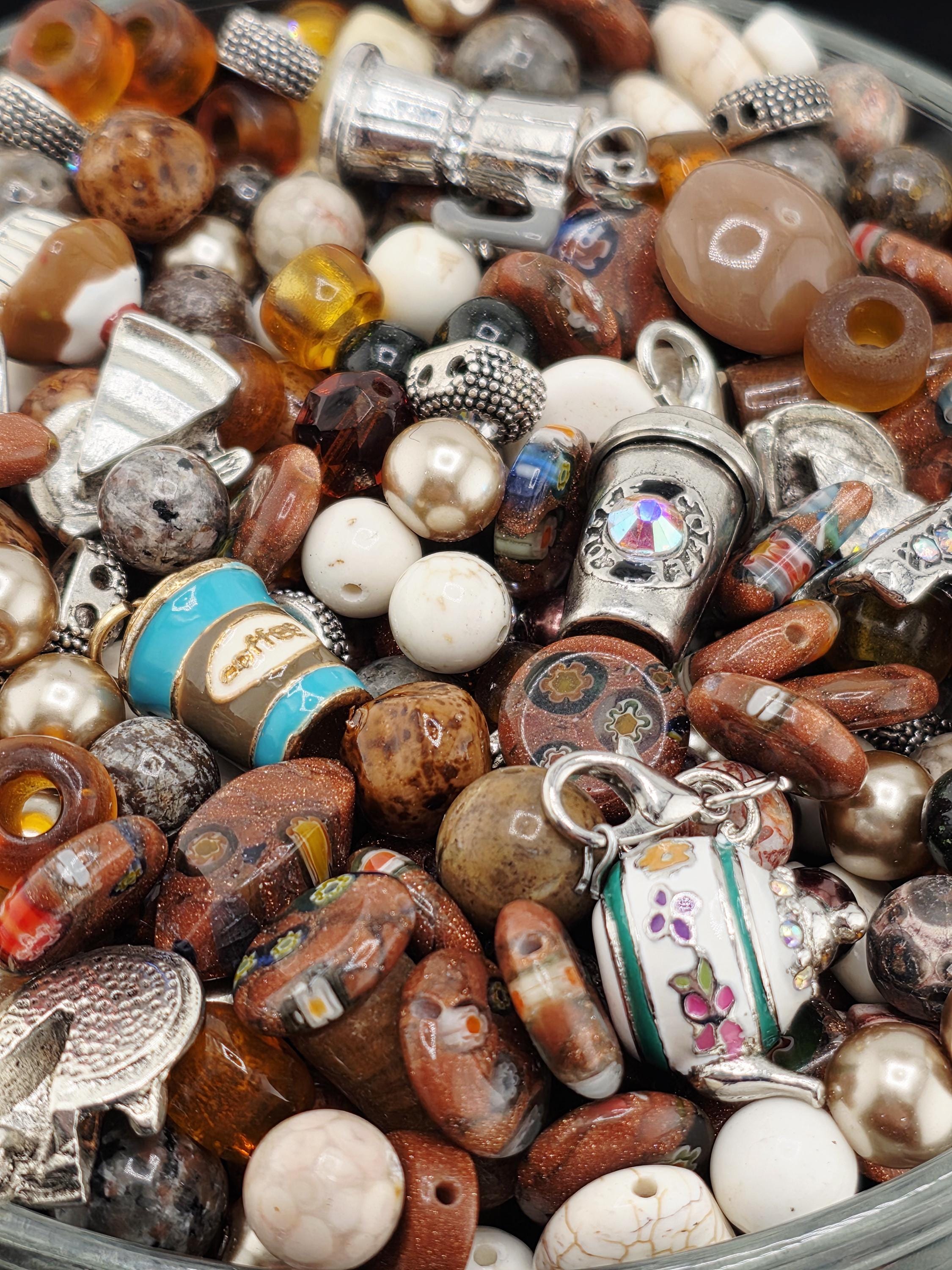 Chai Latte Howlite & Lava Gemstone Beads (2oz Earth Tone Mix) | Jewelry Making Bracelet Supply | Learise Curated Mix
