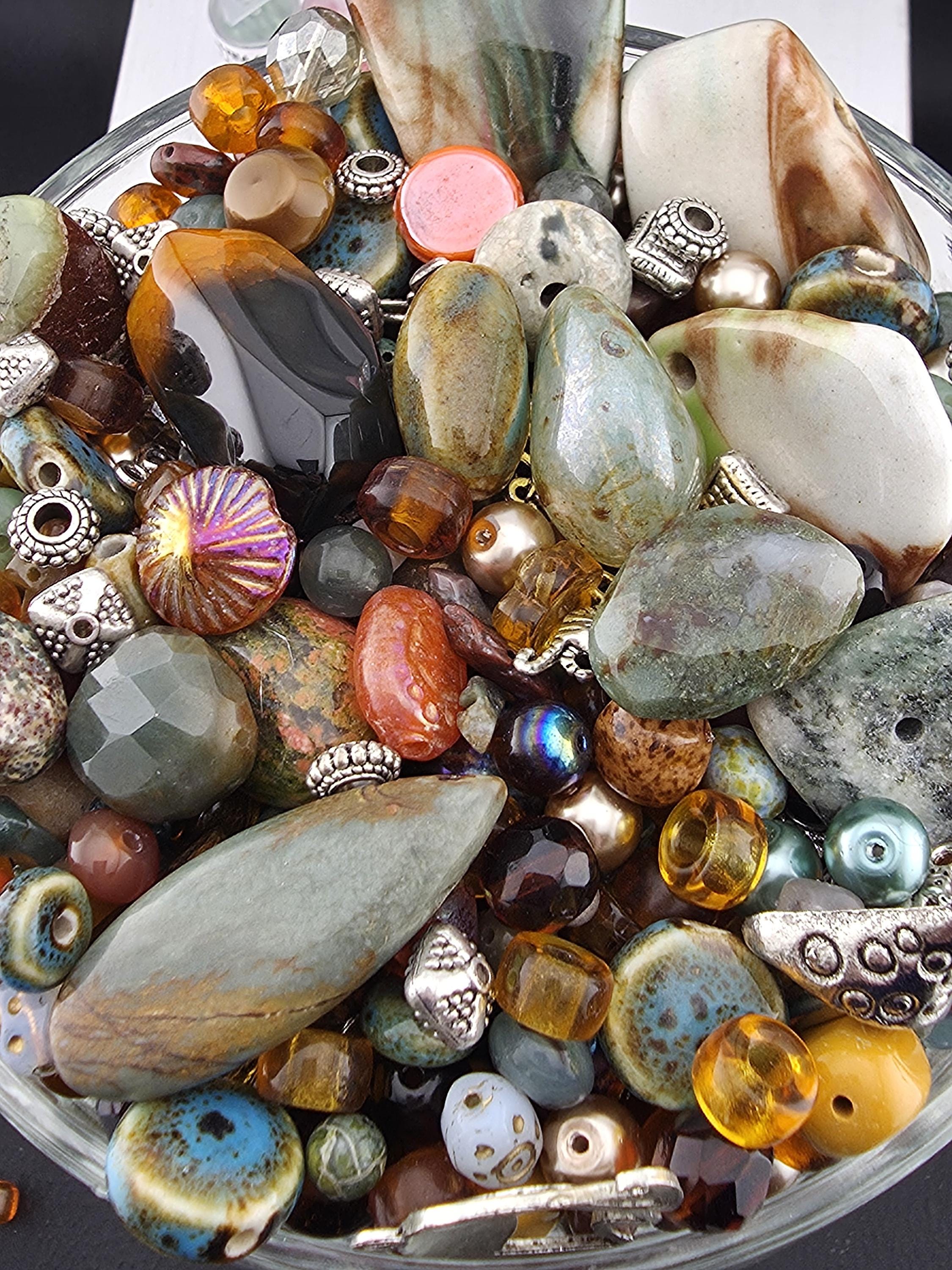 Fancy Jasper Beads Mix, Earth Tone Gemstones (2oz Jewelry Crafting) | Jewelry Making Bracelet Supply | Learise Curated Mix