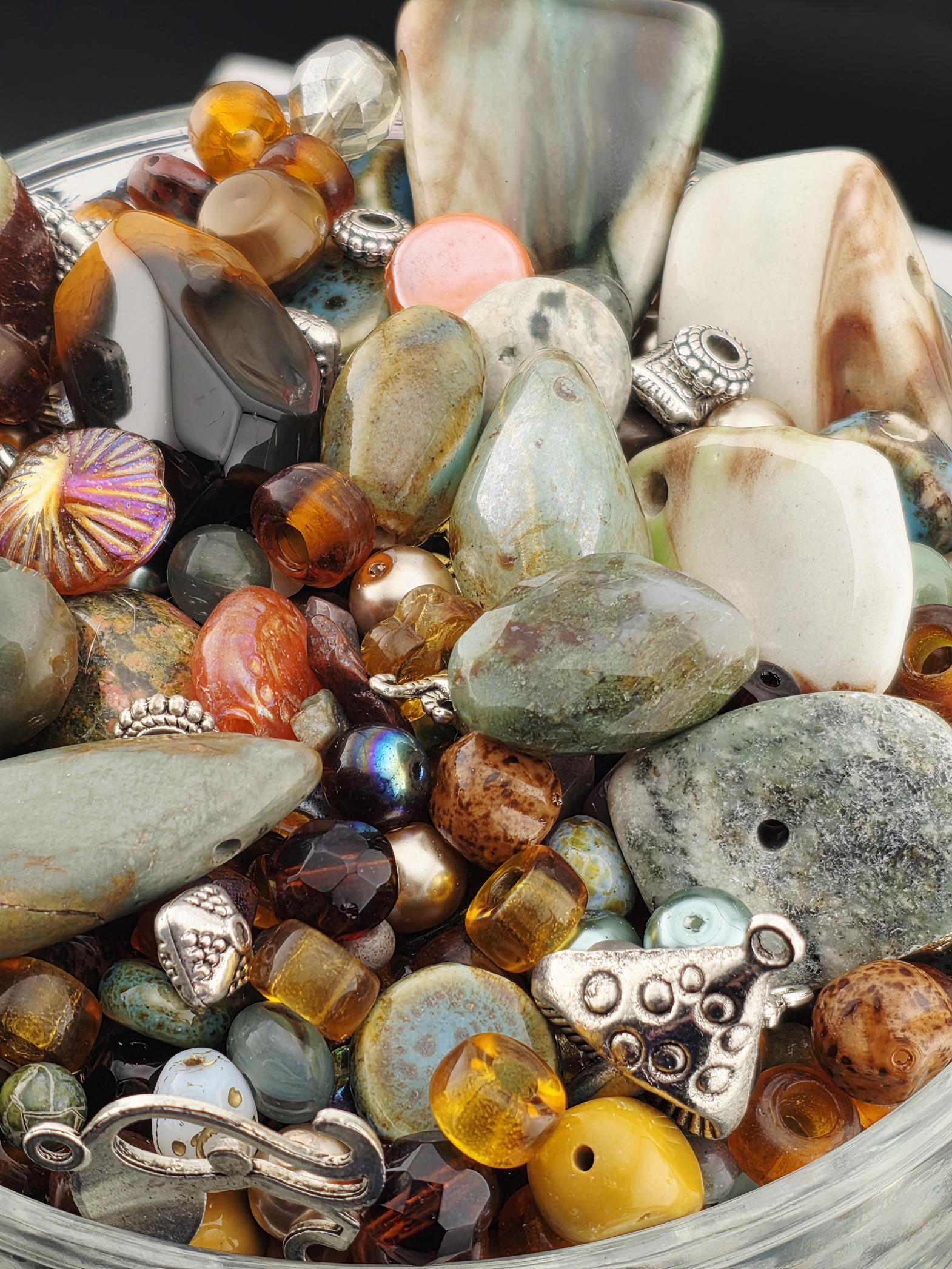 Fancy Jasper Beads Mix, Earth Tone Gemstones (2oz Jewelry Crafting) | Jewelry Making Bracelet Supply | Learise Curated Mix