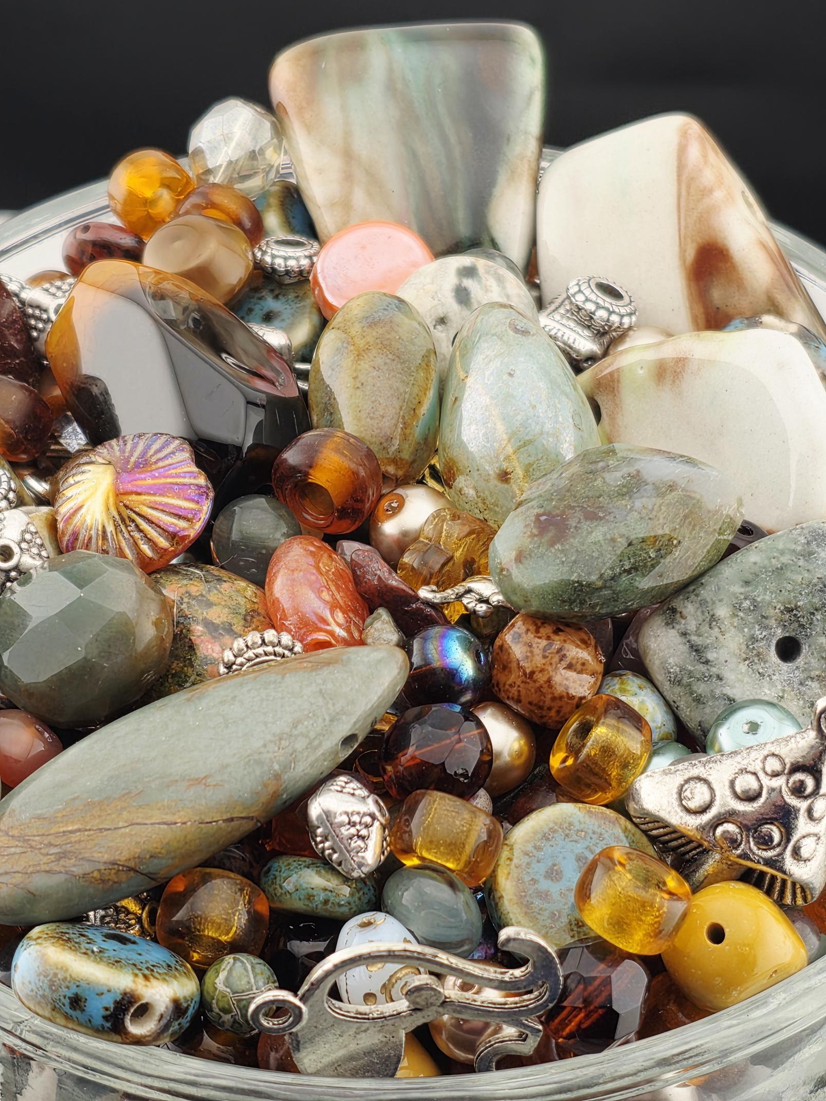 Fancy Jasper Beads Mix, Earth Tone Gemstones (2oz Jewelry Crafting) | Jewelry Making Bracelet Supply | Learise Curated Mix
