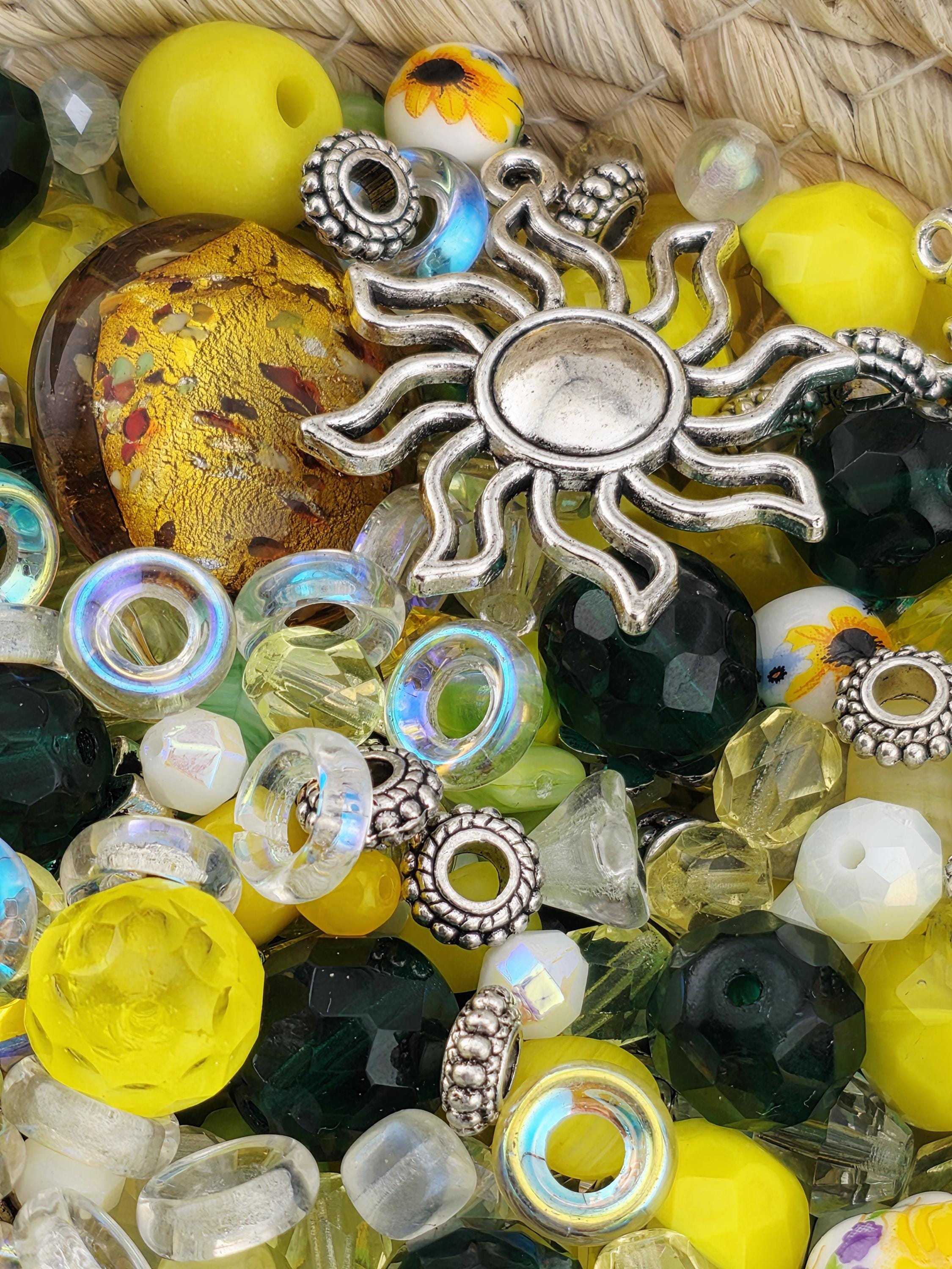 Sun of a Bead! Glass Bead Mix: Bold Jewel Tones with Playful Charms (2 oz) | Jewelry Making Bracelet Supply | Learise Curated Mix