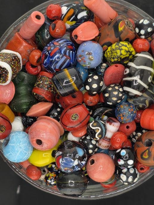 2 Ounce "Trading Spacers" Mixed Collection of Vintage Glass Trade Bead Mix