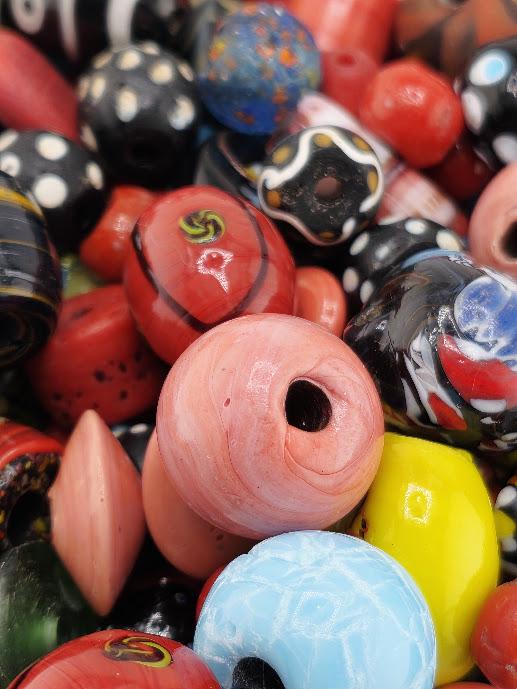 2 Ounce "Trading Spacers" Mixed Collection of Vintage Glass Trade Bead Mix