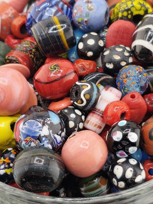2 Ounce "Trading Spacers" Mixed Collection of Vintage Glass Trade Bead Mix