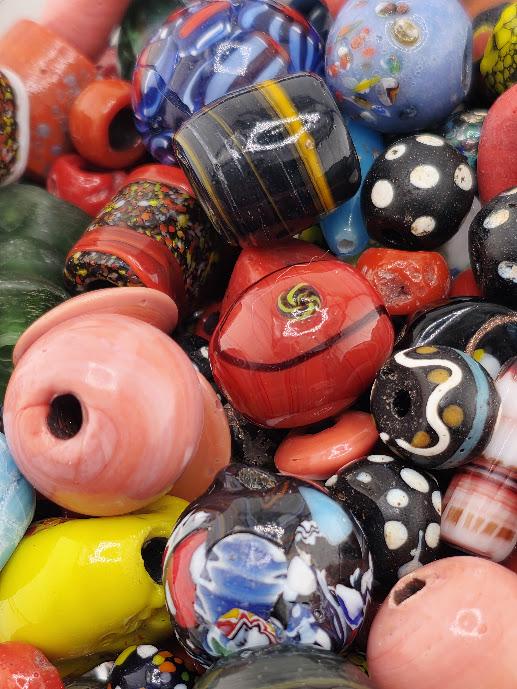 2 Ounce "Trading Spacers" Mixed Collection of Vintage Glass Trade Bead Mix