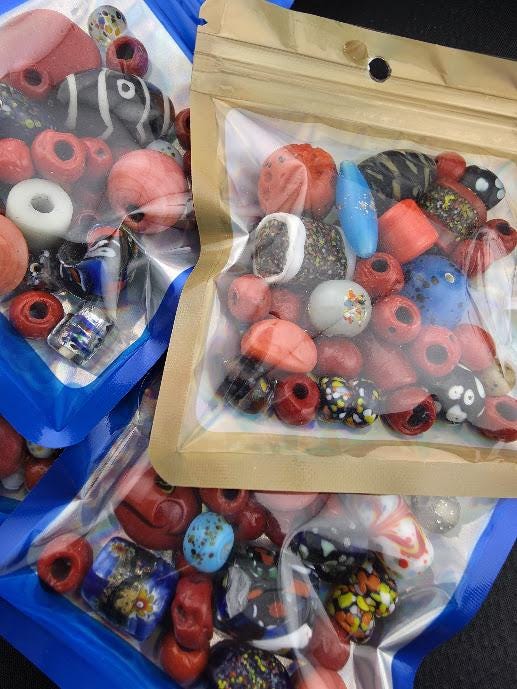 2 Ounce "Trading Spacers" Mixed Collection of Vintage Glass Trade Bead Mix