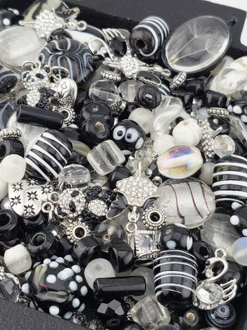 Whats Black and White and Just Rolled Under The Couch? Black and White Glass Beads - Matte Onyx, Crystals & Fun Charms