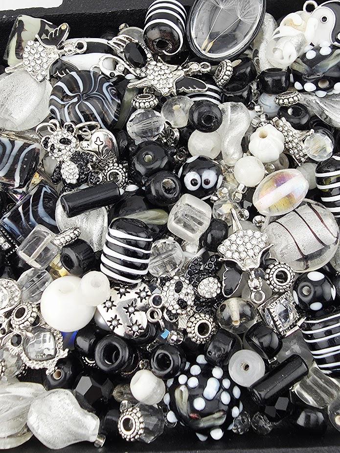 Whats Black and White and Just Rolled Under The Couch? Black and White Glass Beads - Matte Onyx, Crystals & Fun Charms