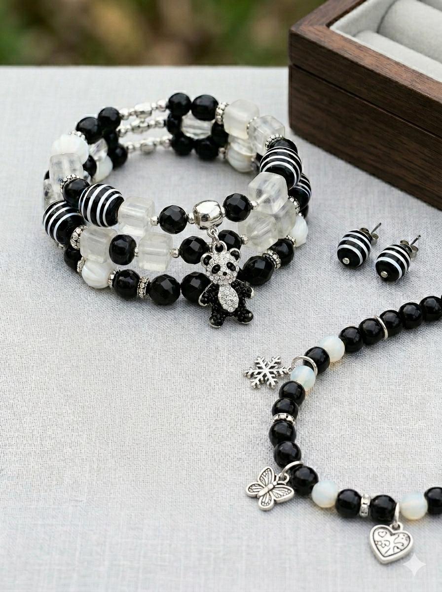 Whats Black and White and Just Rolled Under The Couch? Black and White Glass Beads - Matte Onyx, Crystals & Fun Charms