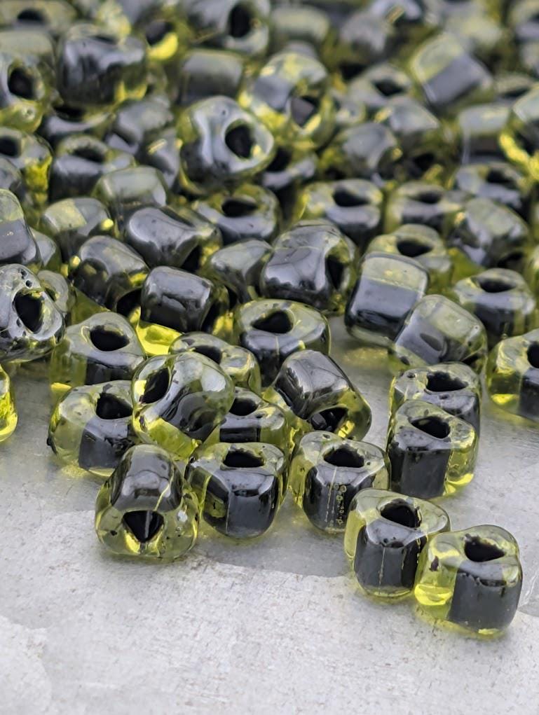 Set of 4 Miyuki Triangle Size 5 Peridot Color Lined Collection (13g each) | Japanese Seed Beads | Bead Weaving Embroidery Supply