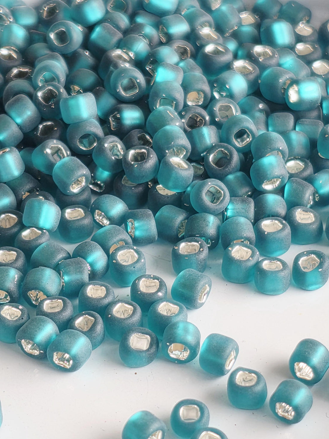 Seed Beads Pack: Matte Teal Matsuno Size 6 - Silver-Lined Glass