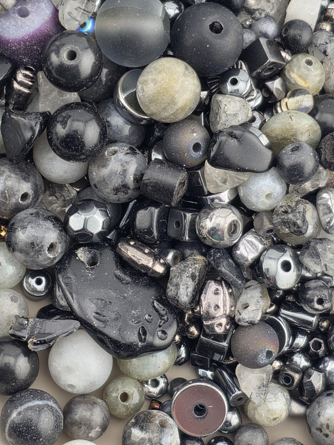 Thunder Stone Artisan Gemstone Bead Mix, Moss Agate & Tourmaline (56g Assorted Stones) | Jewelry Making Bracelet Supply