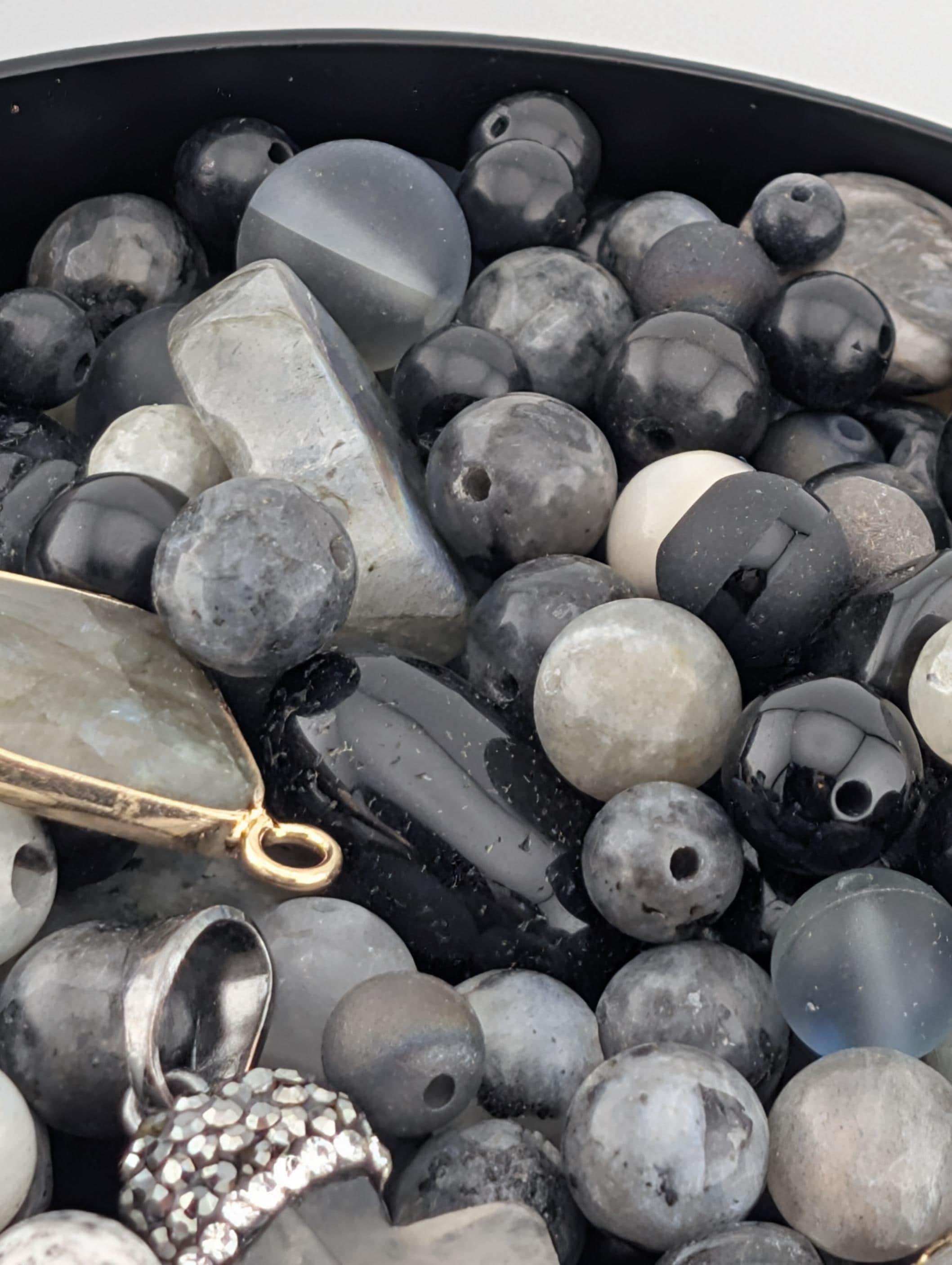 Thunder Stone Artisan Gemstone Bead Mix, Moss Agate & Tourmaline (56g Assorted Stones) | Jewelry Making Bracelet Supply