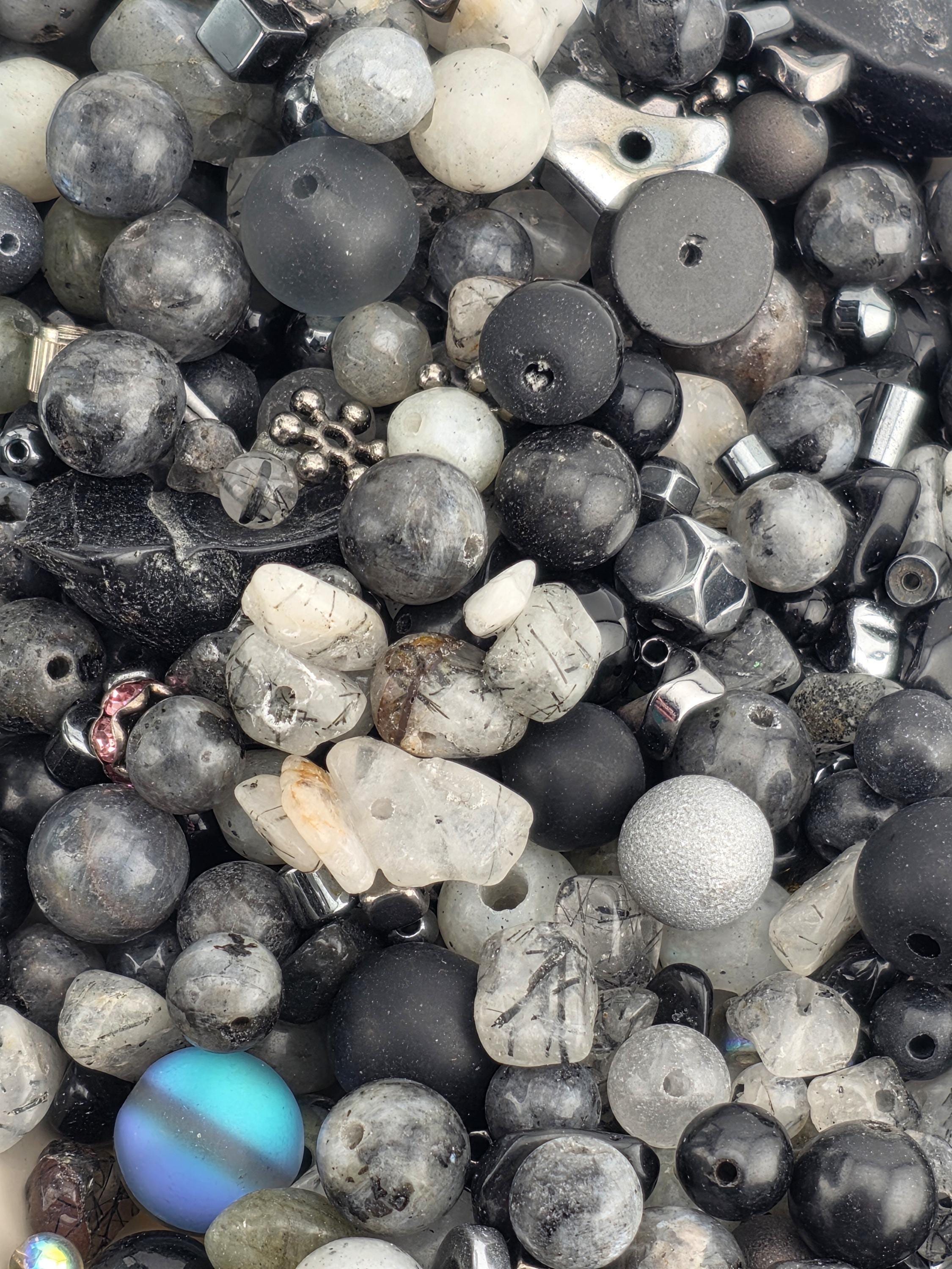Thunder Stone Artisan Gemstone Bead Mix, Moss Agate & Tourmaline (56g Assorted Stones) | Jewelry Making Bracelet Supply