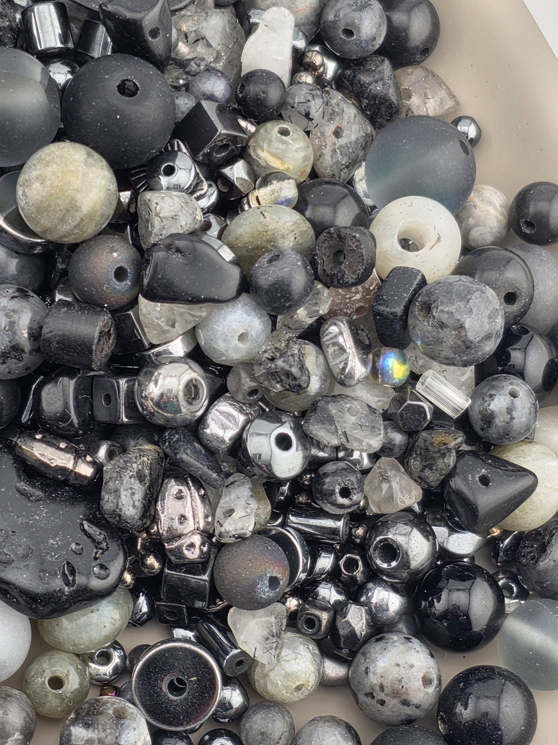 Thunder Stone Artisan Gemstone Bead Mix, Moss Agate & Tourmaline (56g Assorted Stones) | Jewelry Making Bracelet Supply