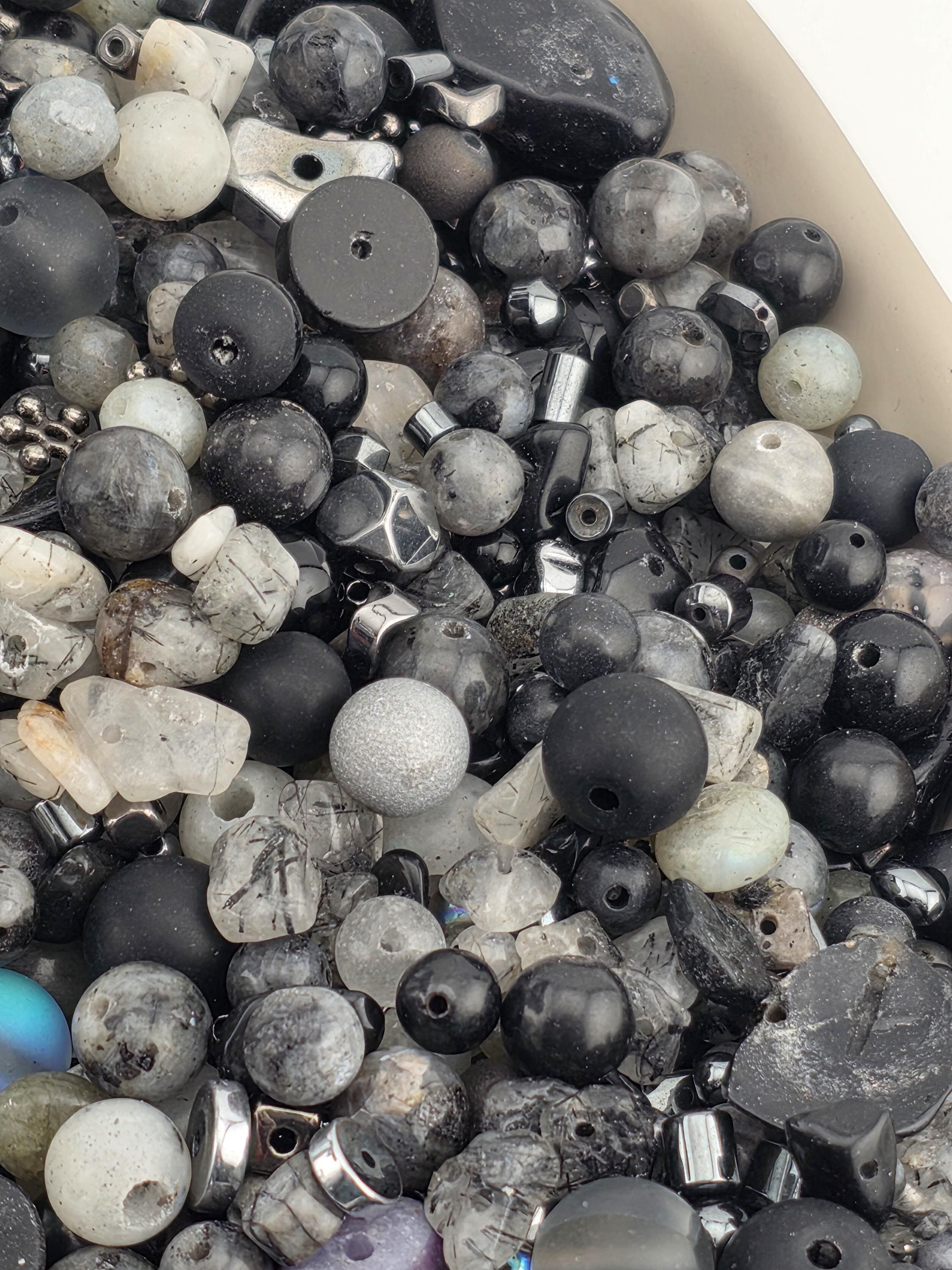 Thunder Stone Artisan Gemstone Bead Mix, Moss Agate & Tourmaline (56g Assorted Stones) | Jewelry Making Bracelet Supply