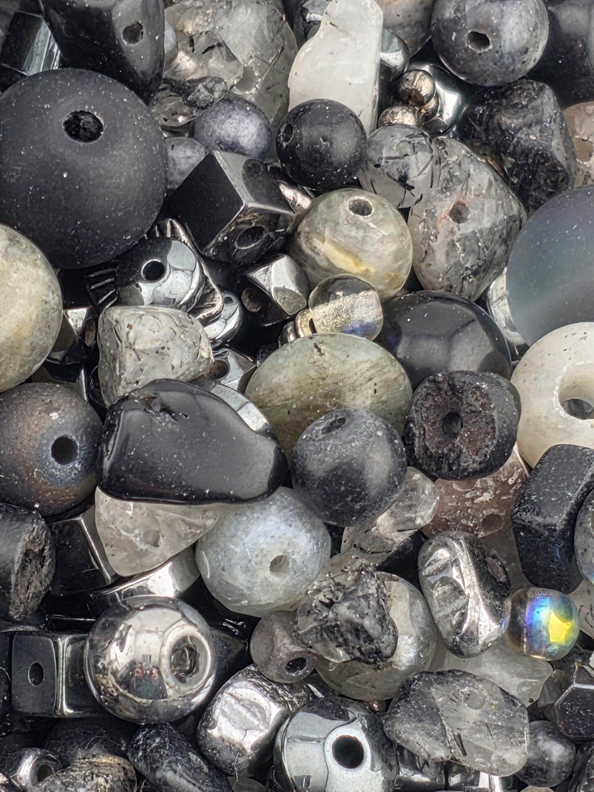 Thunder Stone Artisan Gemstone Bead Mix, Moss Agate & Tourmaline (56g Assorted Stones) | Jewelry Making Bracelet Supply