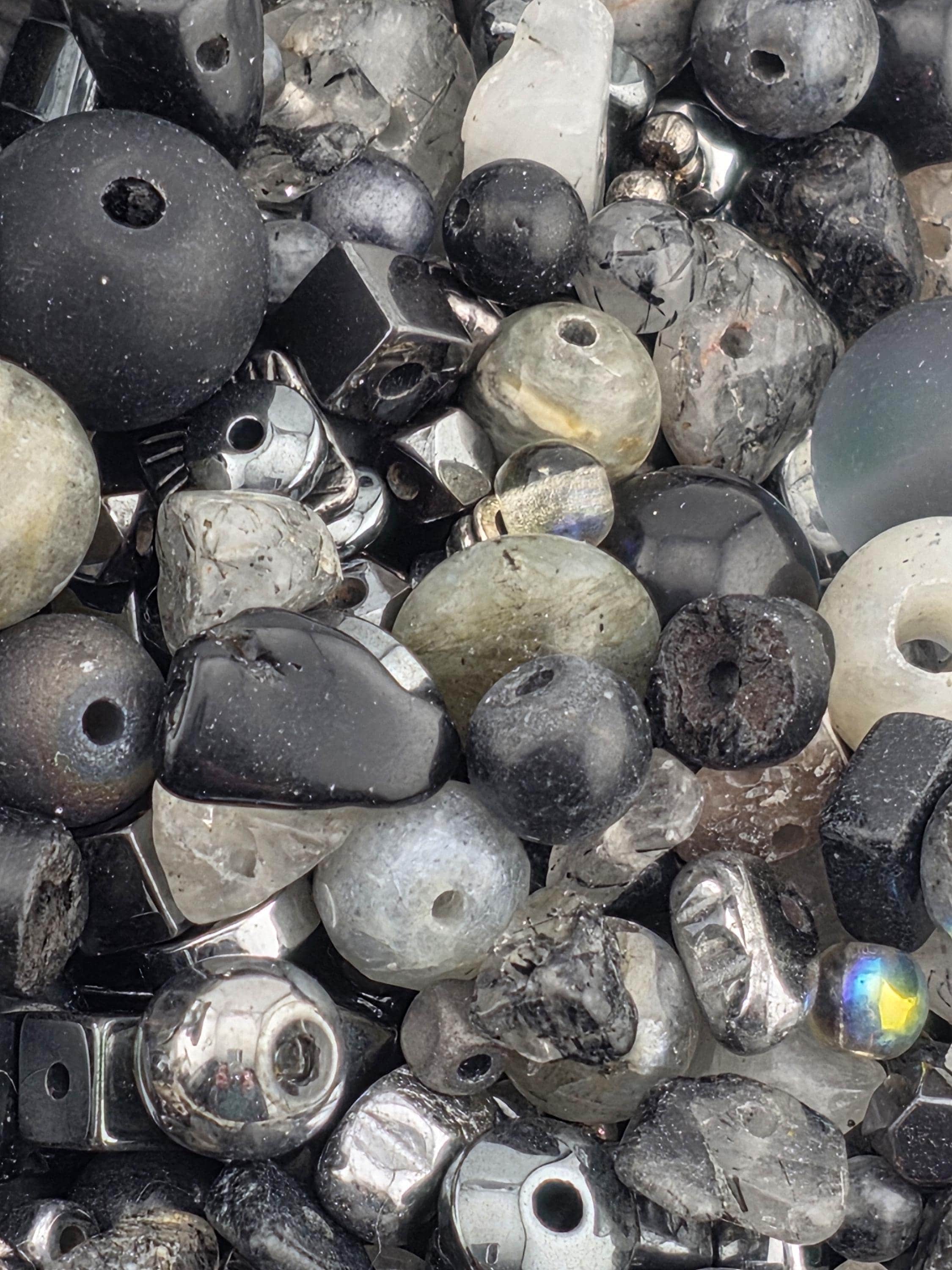 Thunder Stone Artisan Gemstone Bead Mix, Moss Agate & Tourmaline (56g Assorted Stones) | Jewelry Making Bracelet Supply