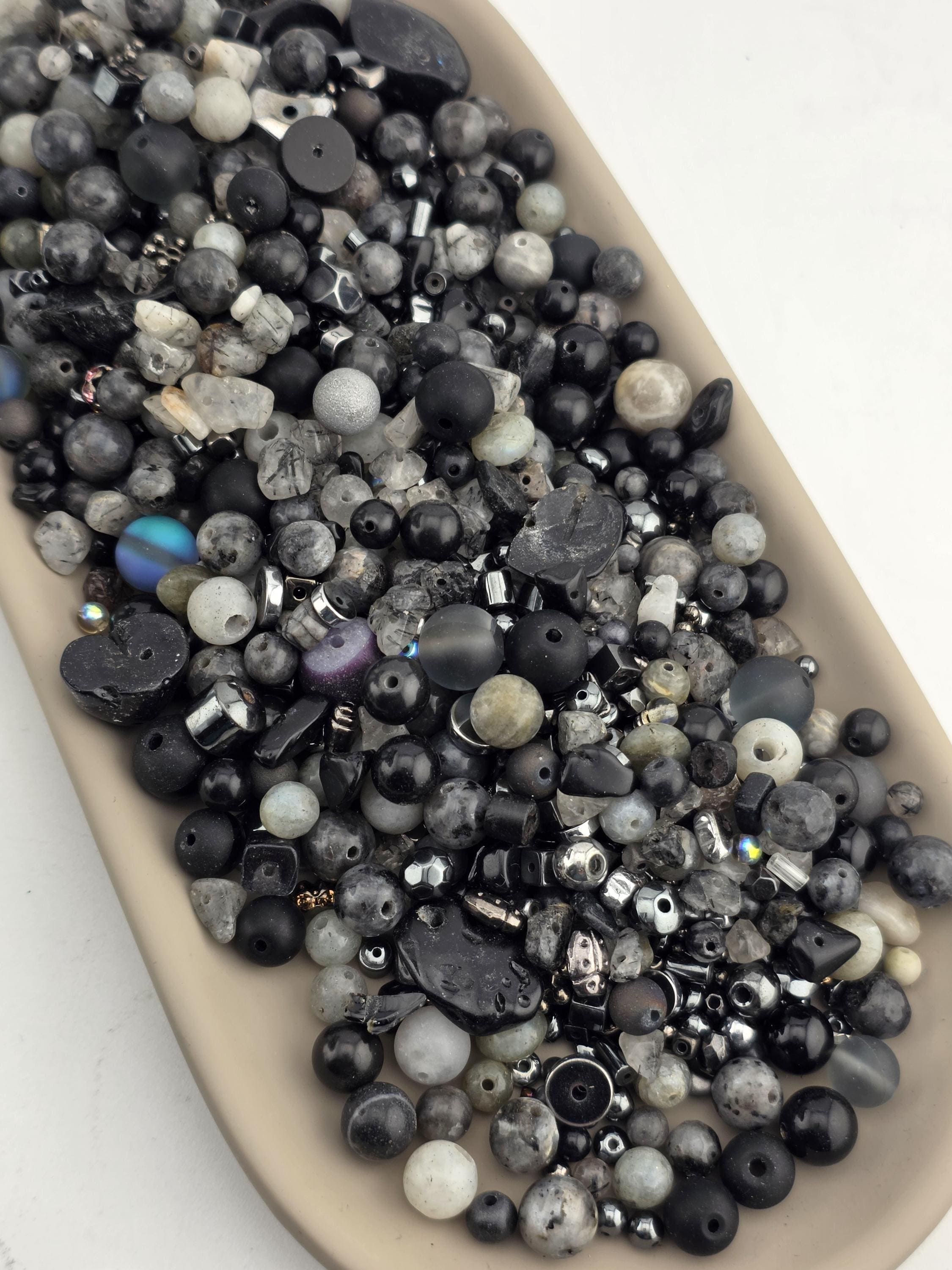 Thunder Stone Artisan Gemstone Bead Mix, Moss Agate & Tourmaline (56g Assorted Stones) | Jewelry Making Bracelet Supply