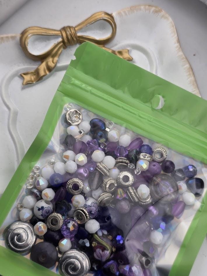 New "Heard It Through The Grapevine" Glass & Metal Bead Mix By Learise 2oz pkg | Jewelry Making Bracelet Supply | Learise Curated Mix