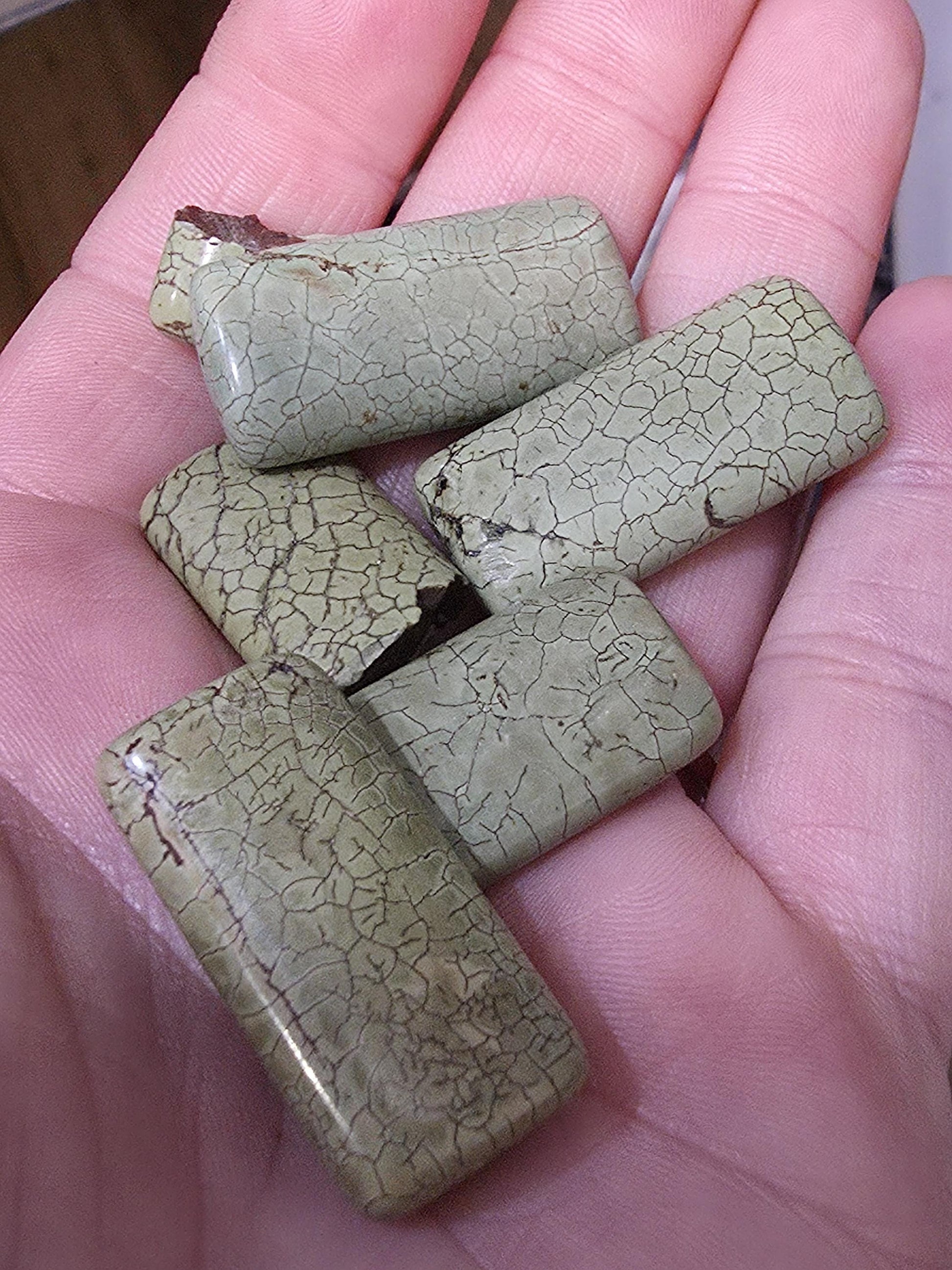 Natural Citron Magnesite Focal Beads - Large 30x15mm Rectangle Stone Slabs - Apple Green Lemon Chrysoprase with Brown Matrix - 4pc Designer