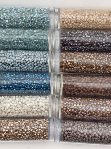 Aqua & Brown Miyuki Delica Seed Bead Set: Size 11, Beach Colors