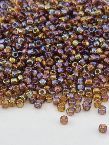 Matsuno 1781SB Translucent Rainbow Rootbeer (24R 11/0 RR) (15g, ~1650 pcs) | Japanese Seed Beads | Bead Weaving Embroidery Supply