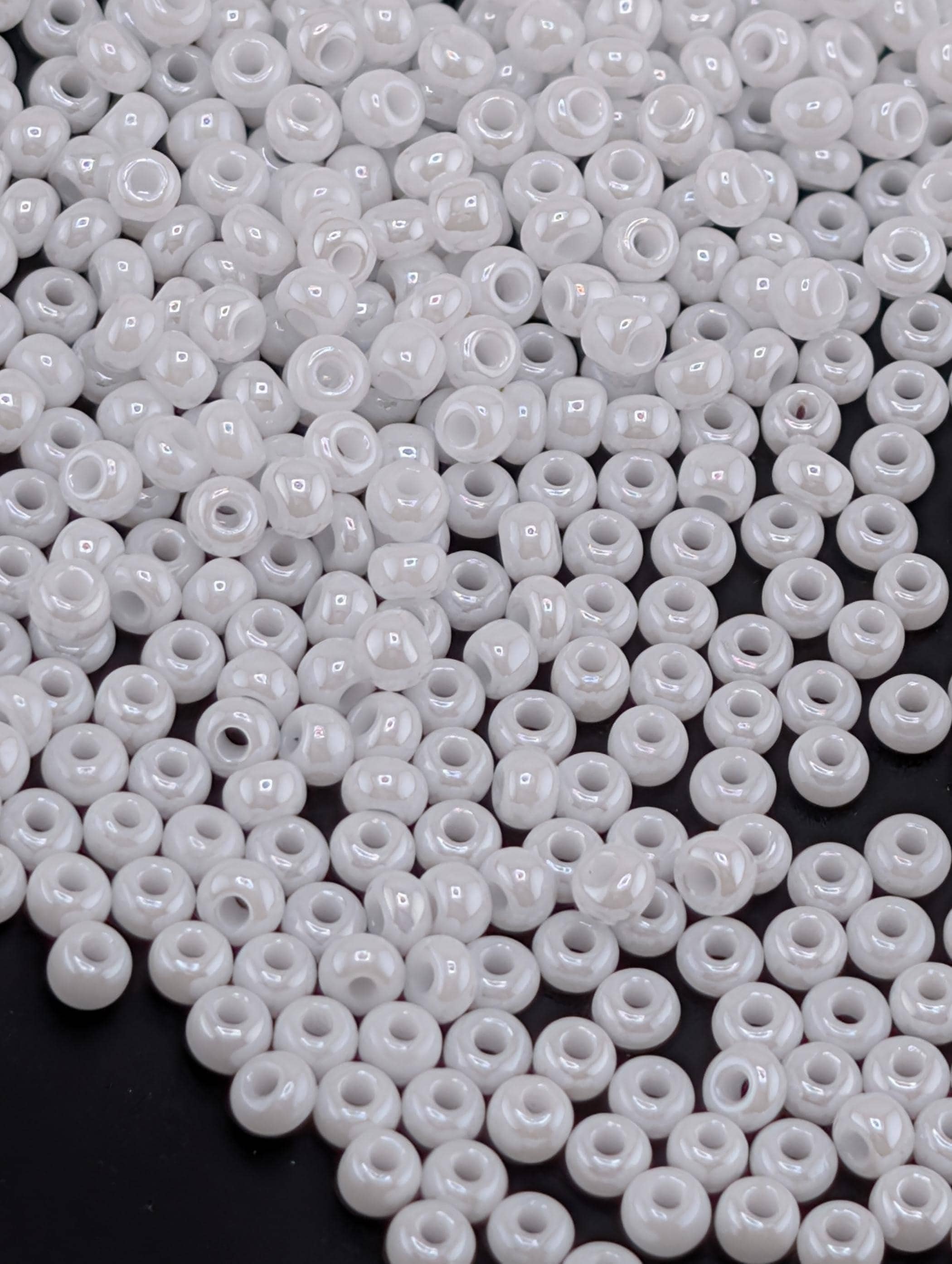 Opaque Chalkwhite Luster | Size 11 | 15g Pkg | Preciosa-Ornela Glass Seed Beads | Czech Seed Beads | Bead Weaving Embroidery Supply