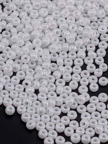 Opaque Chalkwhite Luster | Size 11 | 15g Pkg | Preciosa-Ornela Glass Seed Beads | Czech Seed Beads | Bead Weaving Embroidery Supply