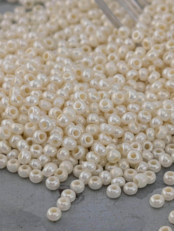 Opaque Eggshell Luster | Size 11 | 15g | Preciosa-Ornela Glass Seed Beads | Czech Seed Beads | Bead Weaving Embroidery Supply